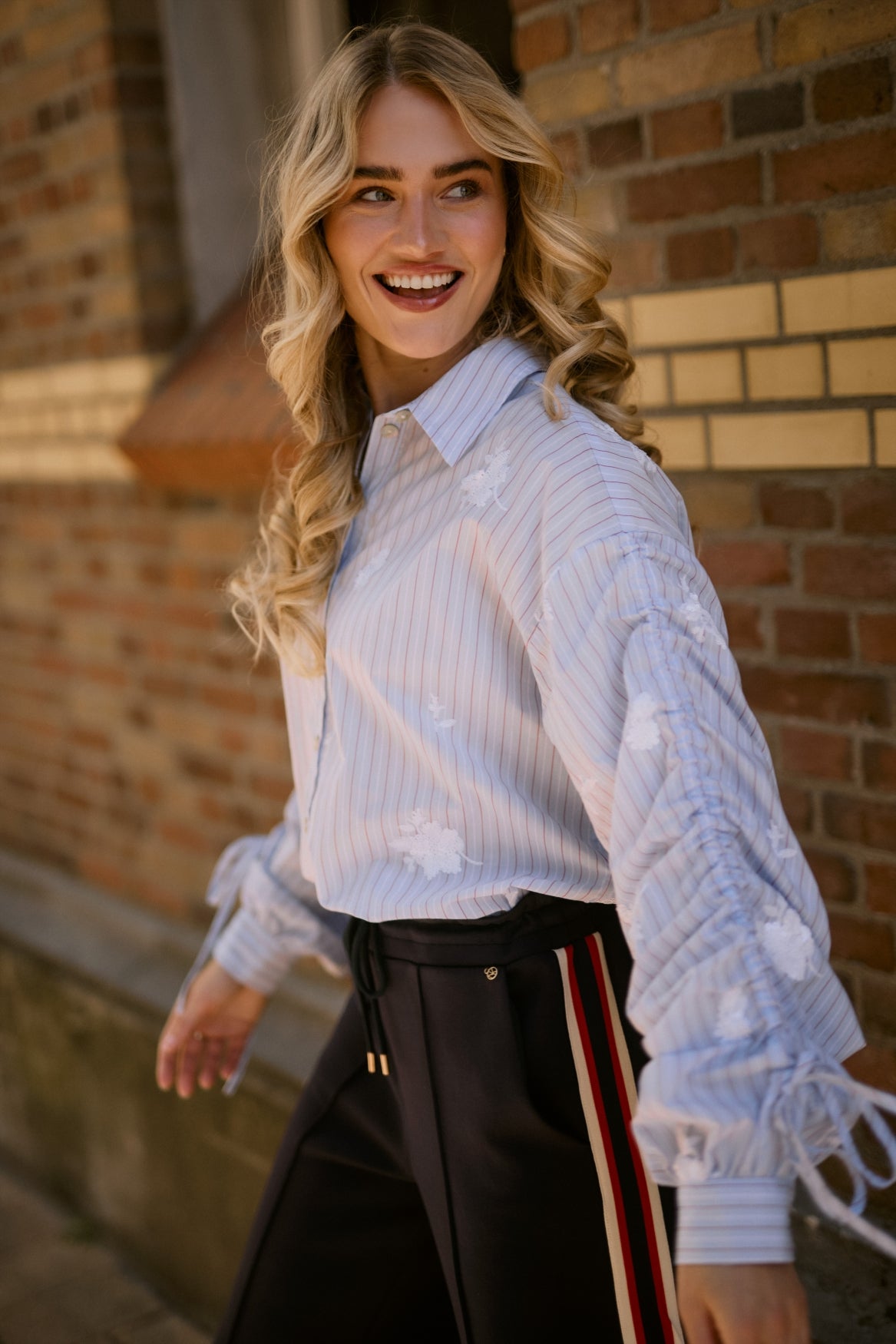 Rosa Blouse Stripe | Sky/Kiss