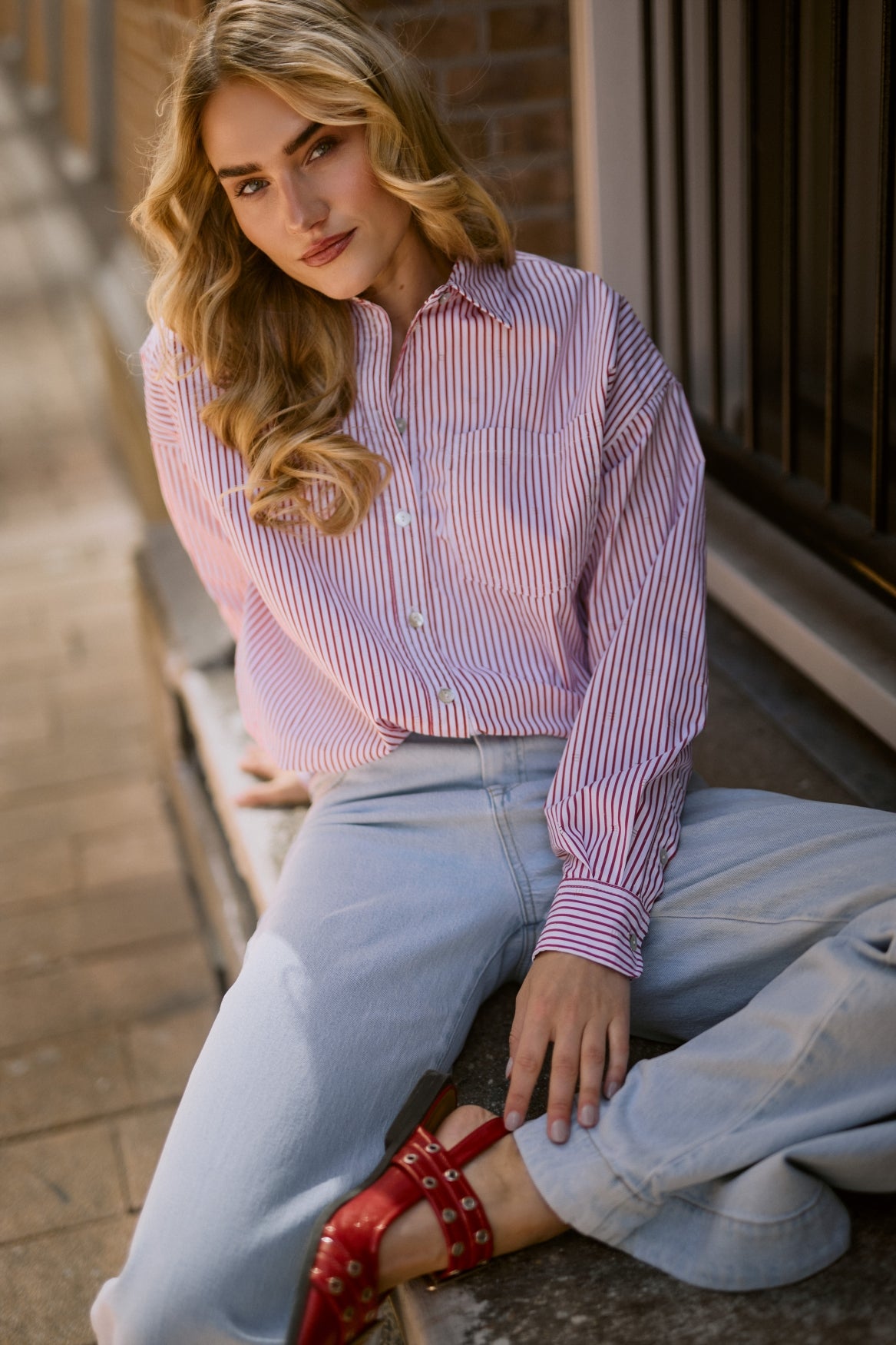 Ariana Blouse Stripe | Kiss/Offwhite