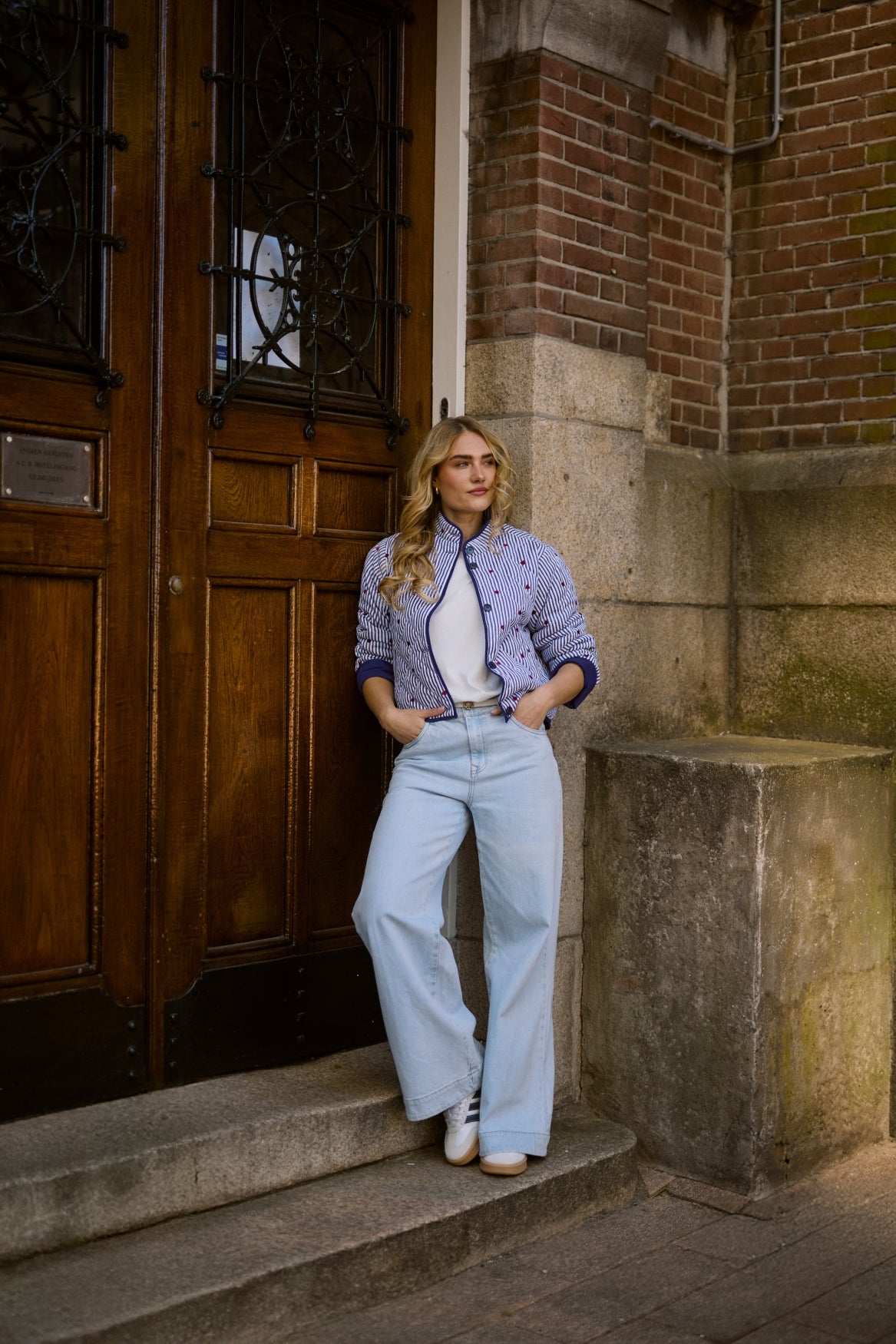 June Jacket Stripe | Offwhite/Navy