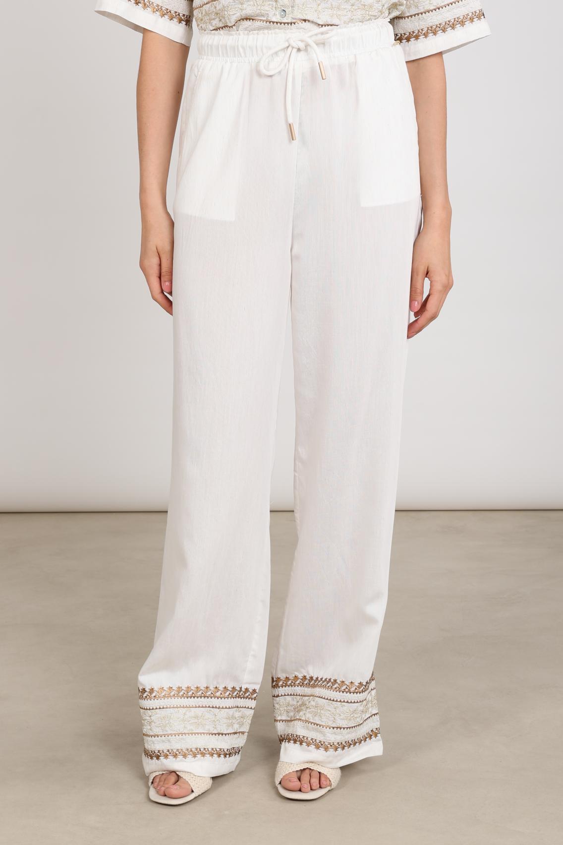 Valerie Pants Embroidery | Offwhite/Camel