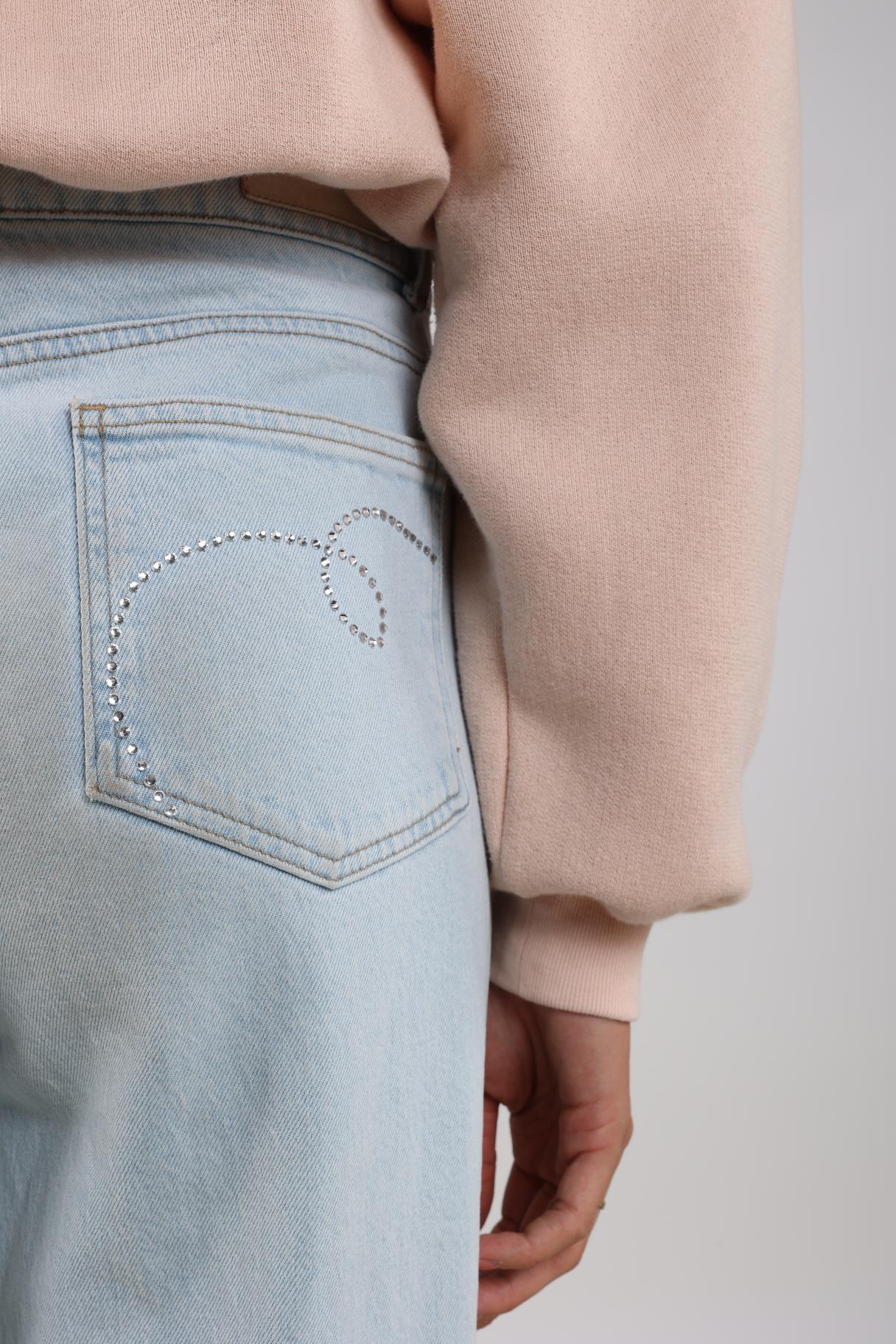 Abby Pants Denim Strass | Bleached Denim