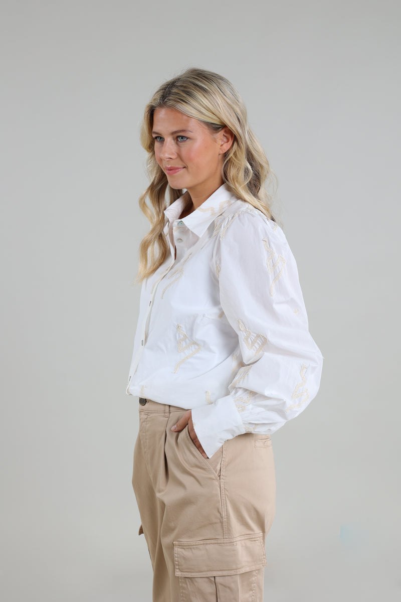 Ava Blouse Embroidery White
