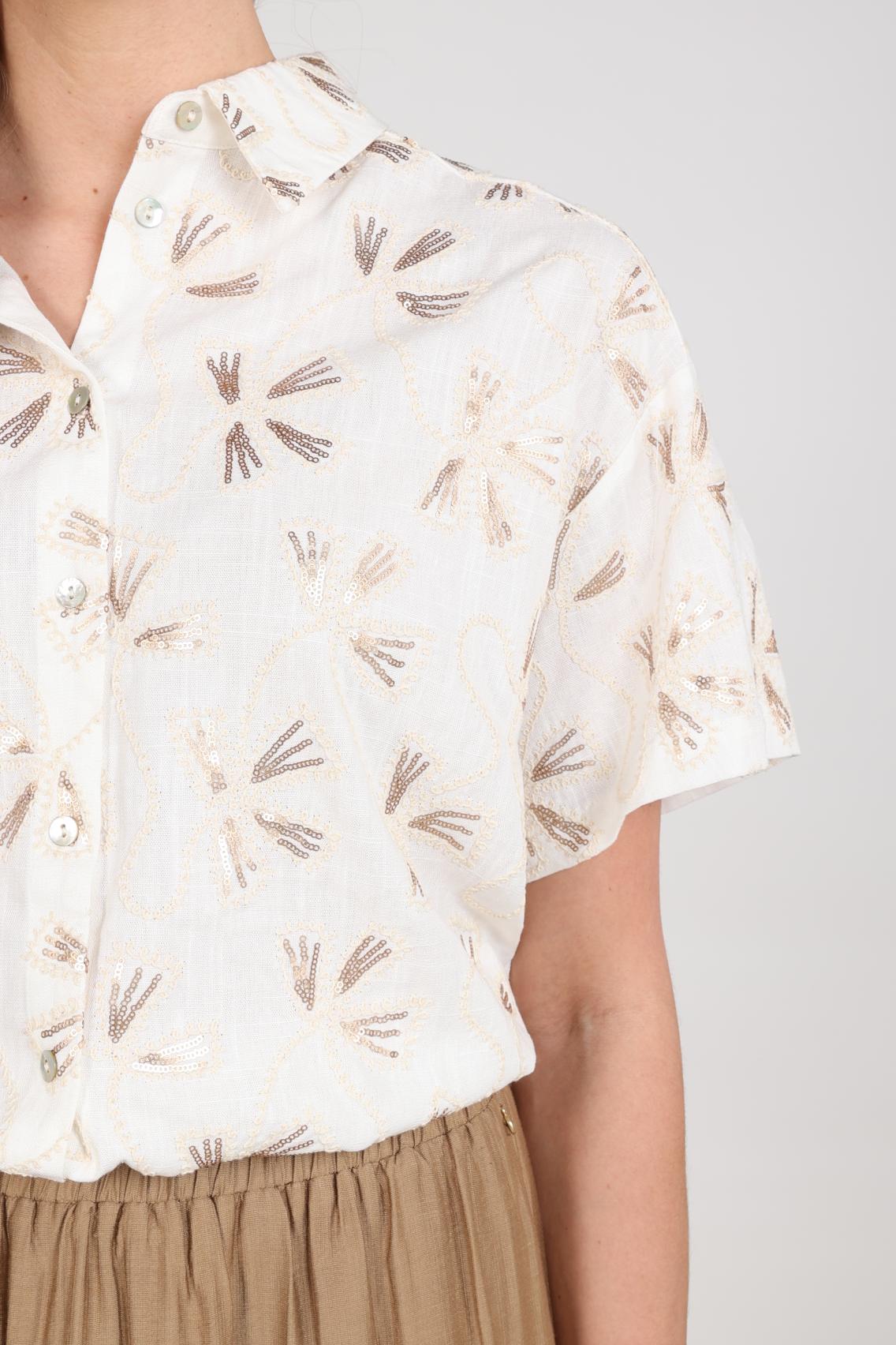 Britt Blouse Embroidery | Offwhite/Gold