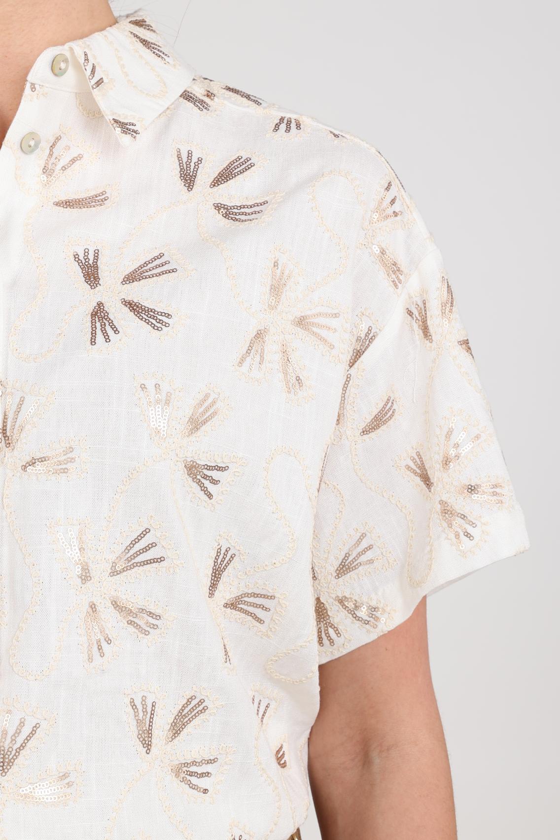 Britt Blouse Embroidery | Offwhite/Gold