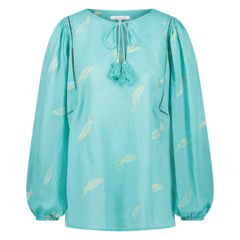 Cecile Blouse Feather Turquoise