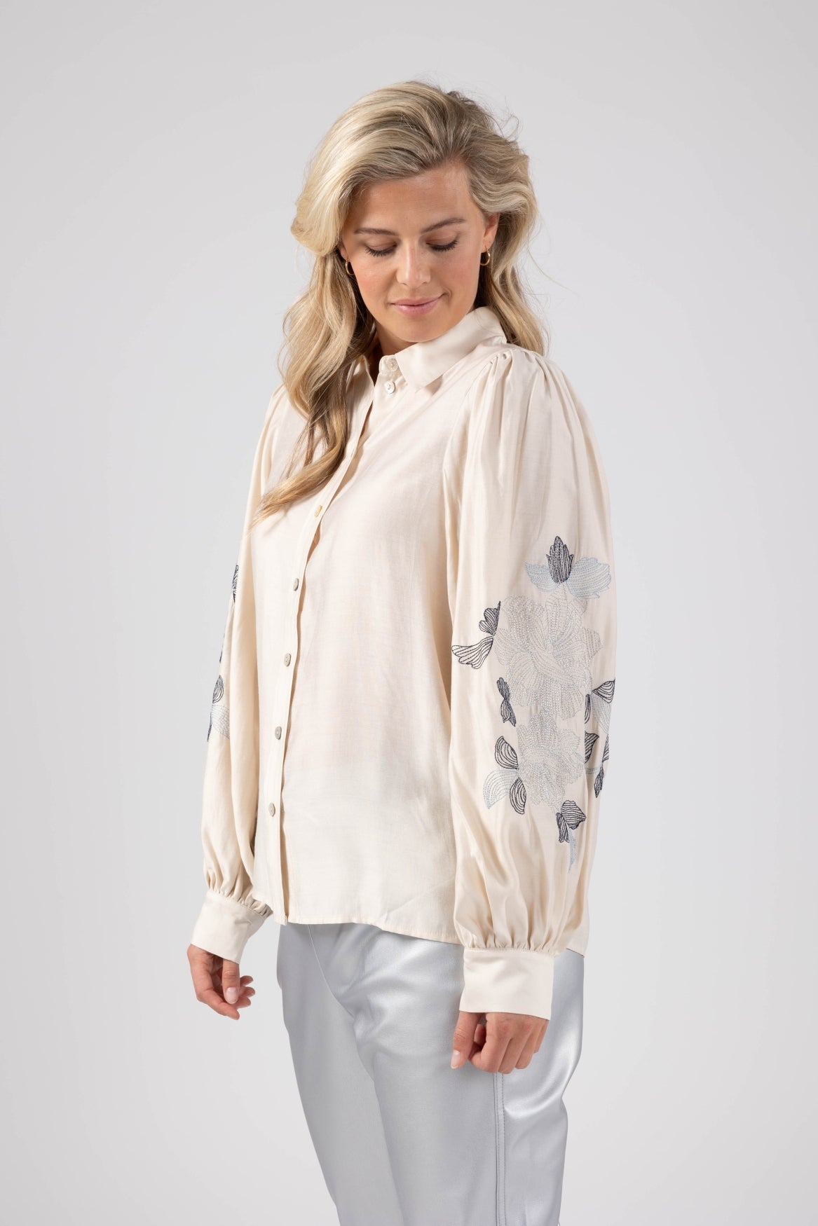 Milanova Blouse | Offwhite/Blue