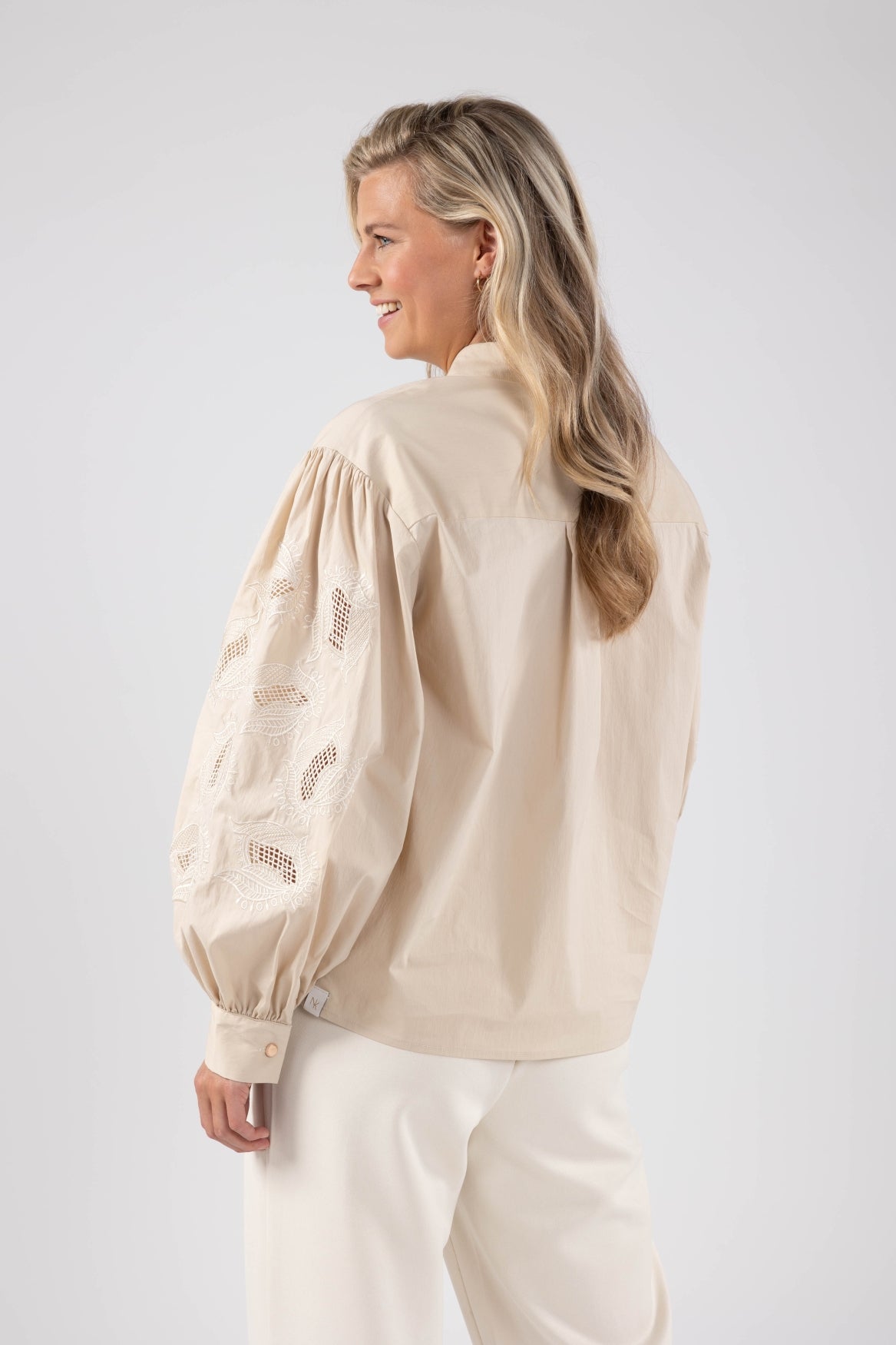 Milano Blouse Embroidery | Sand