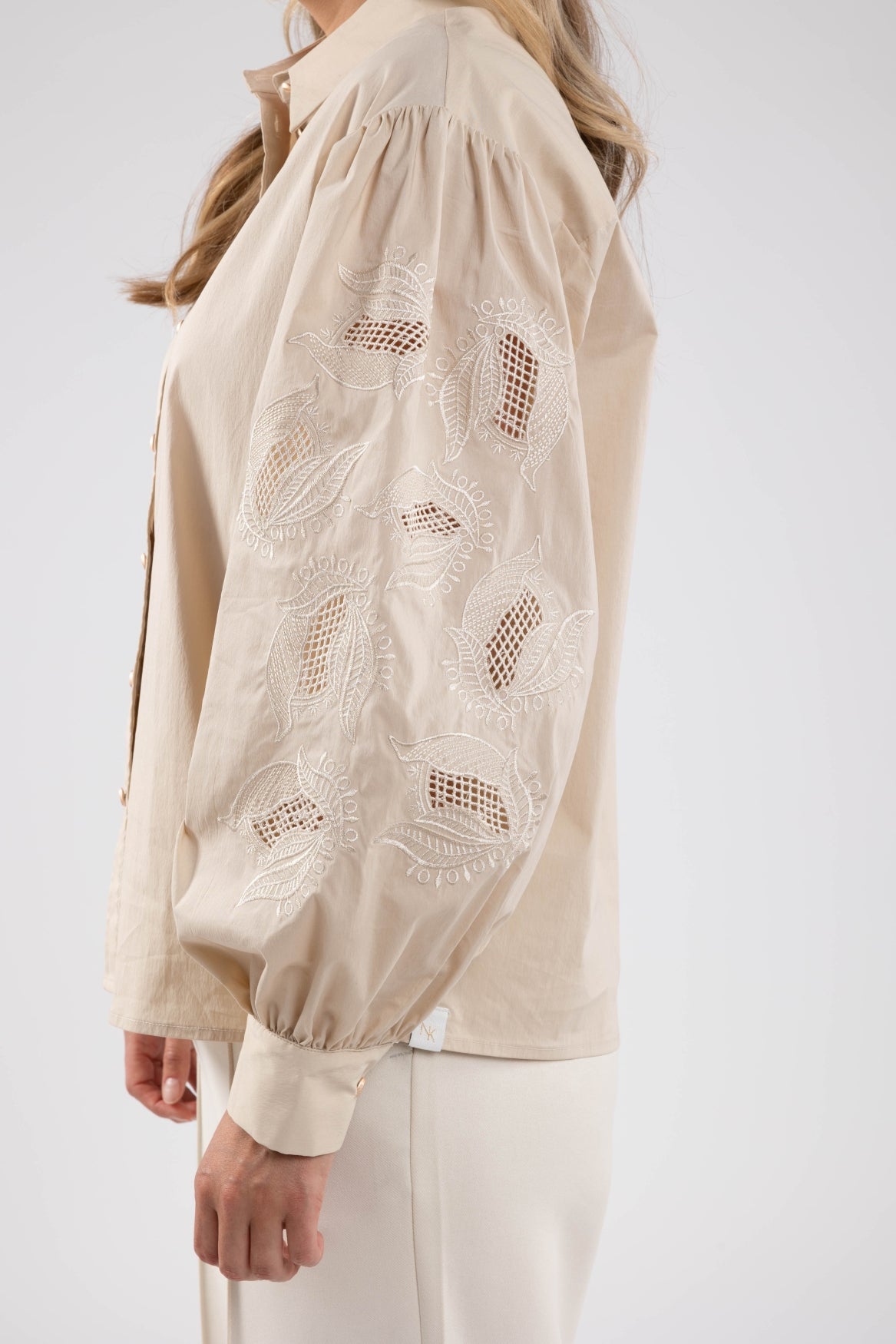 Milano Blouse Embroidery | Sand