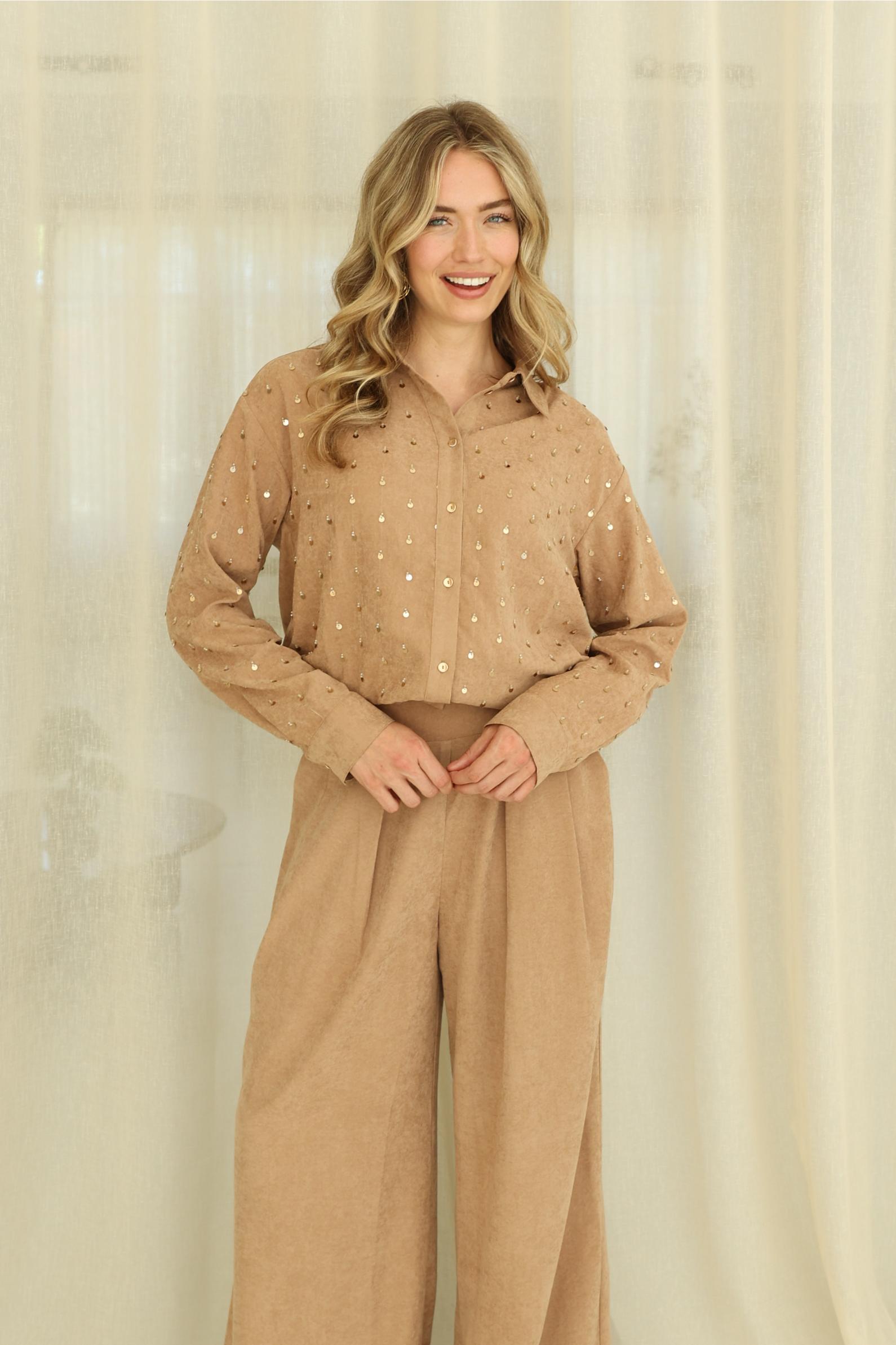 Ally Blouse Paillet Beads | Toffee