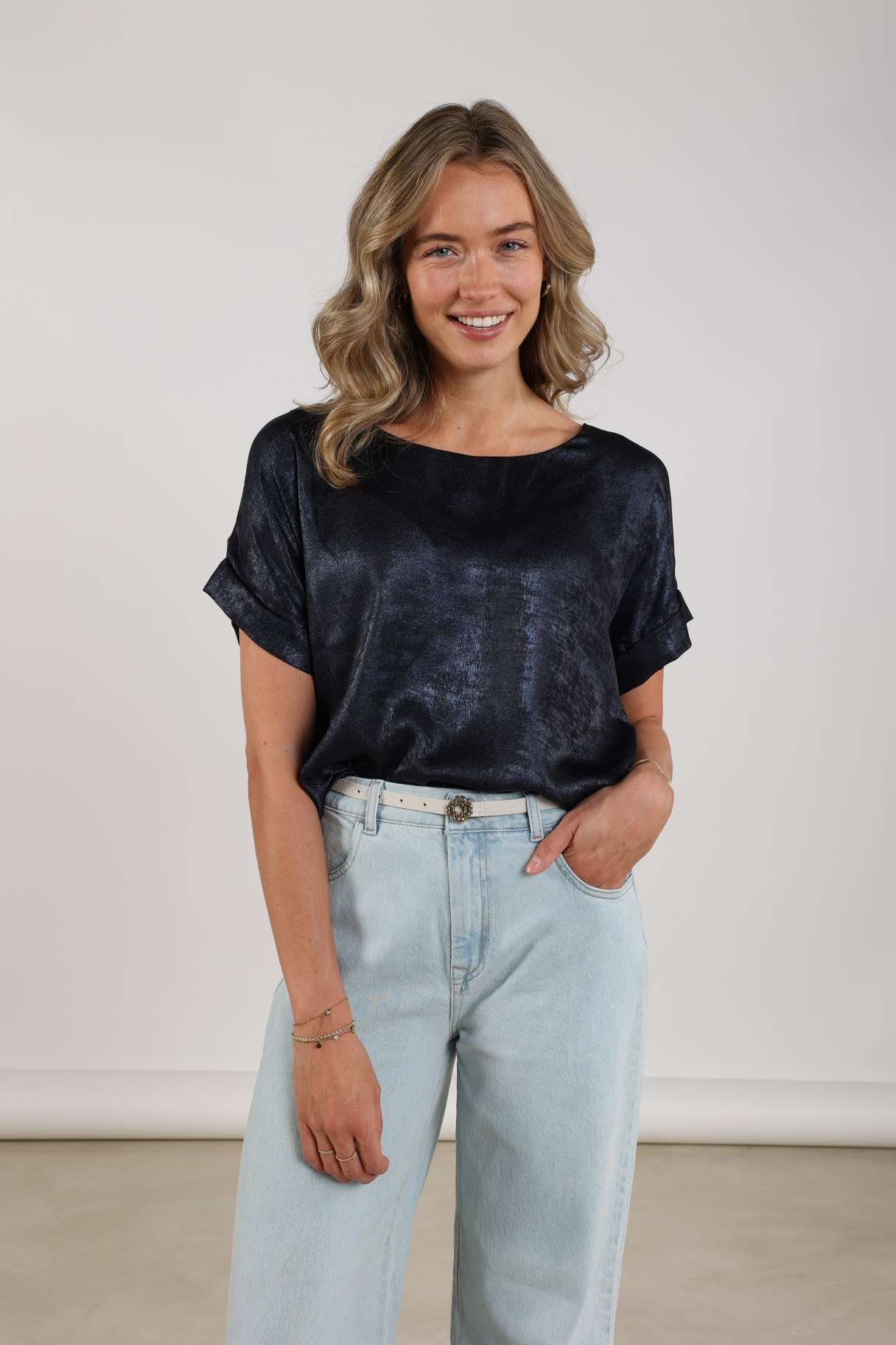 Irene Top Shiny | Navy