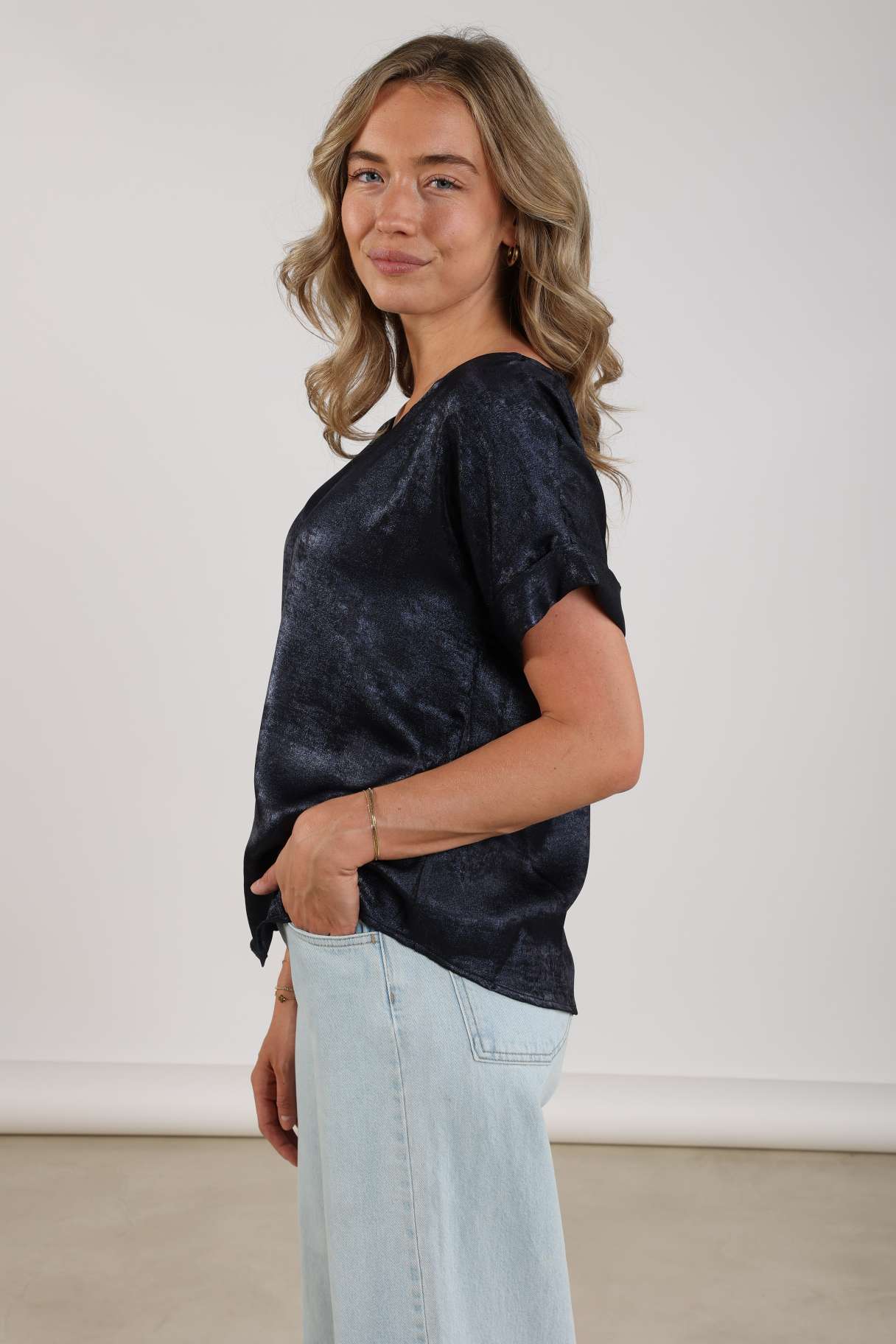 Irene Top Shiny | Navy