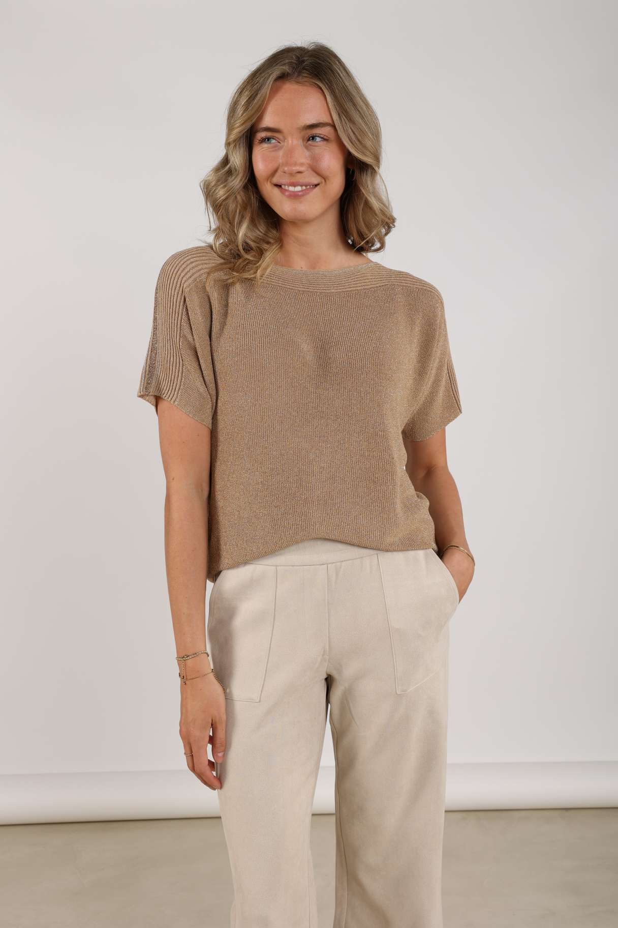 Merla Top Lurex | Camel