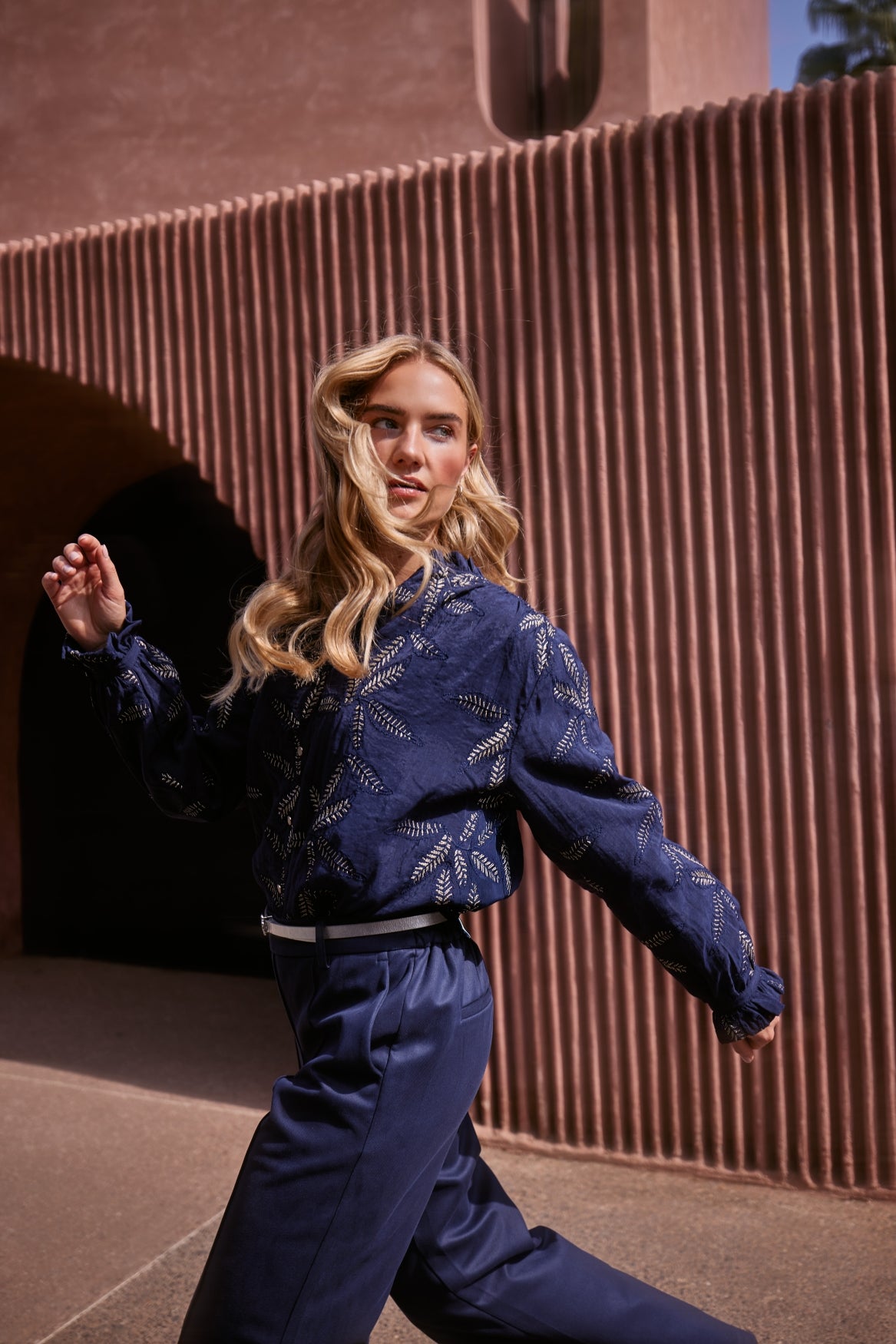 Jenna Blouse Embroidery | Navy