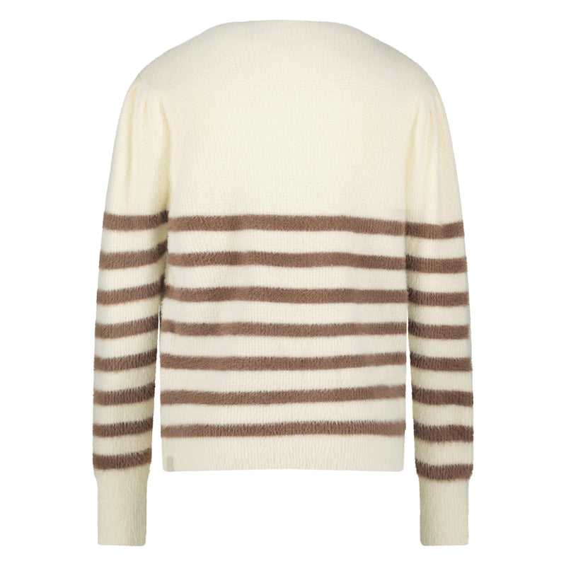Lana Pullover Stripe Offwhite/Cognac