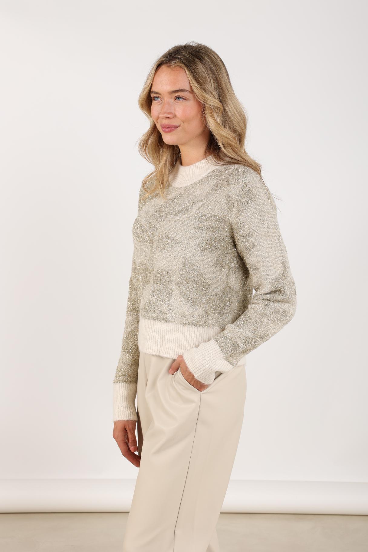 Lia Pullover Lurex | Offwhite/Gold