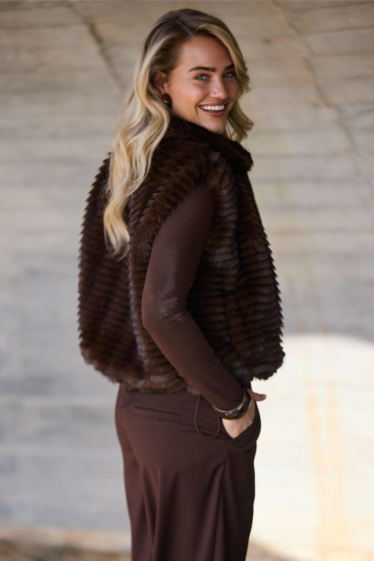Harriet Gilet Zipper | Chocolate