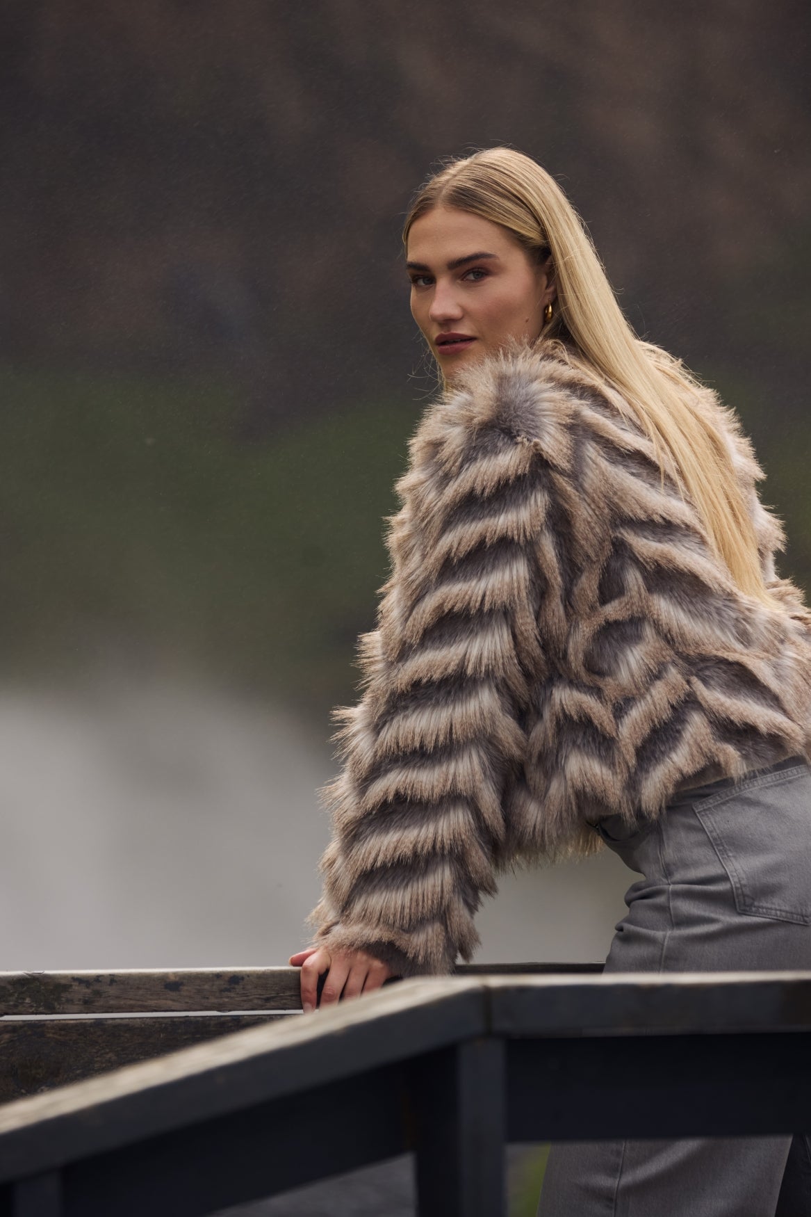 Lori Jacket Zigzag | Offwhite/grey
