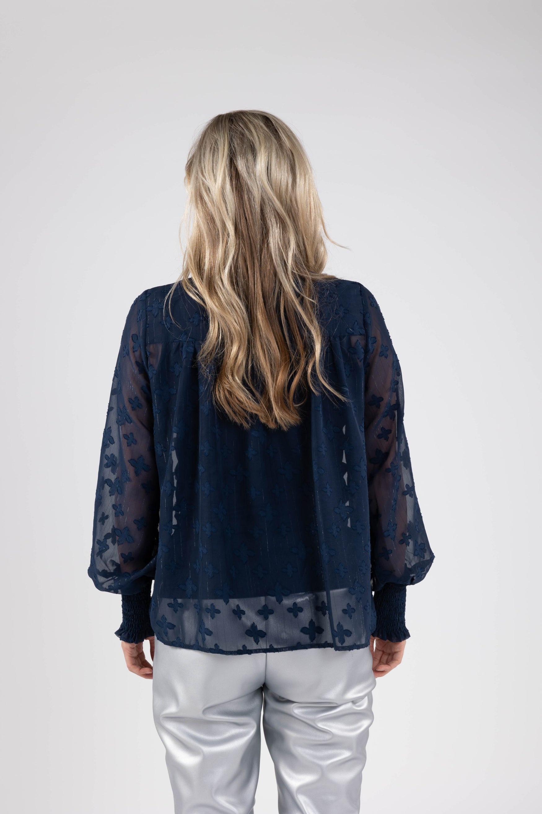 Marbella Blouse Flower | Navy