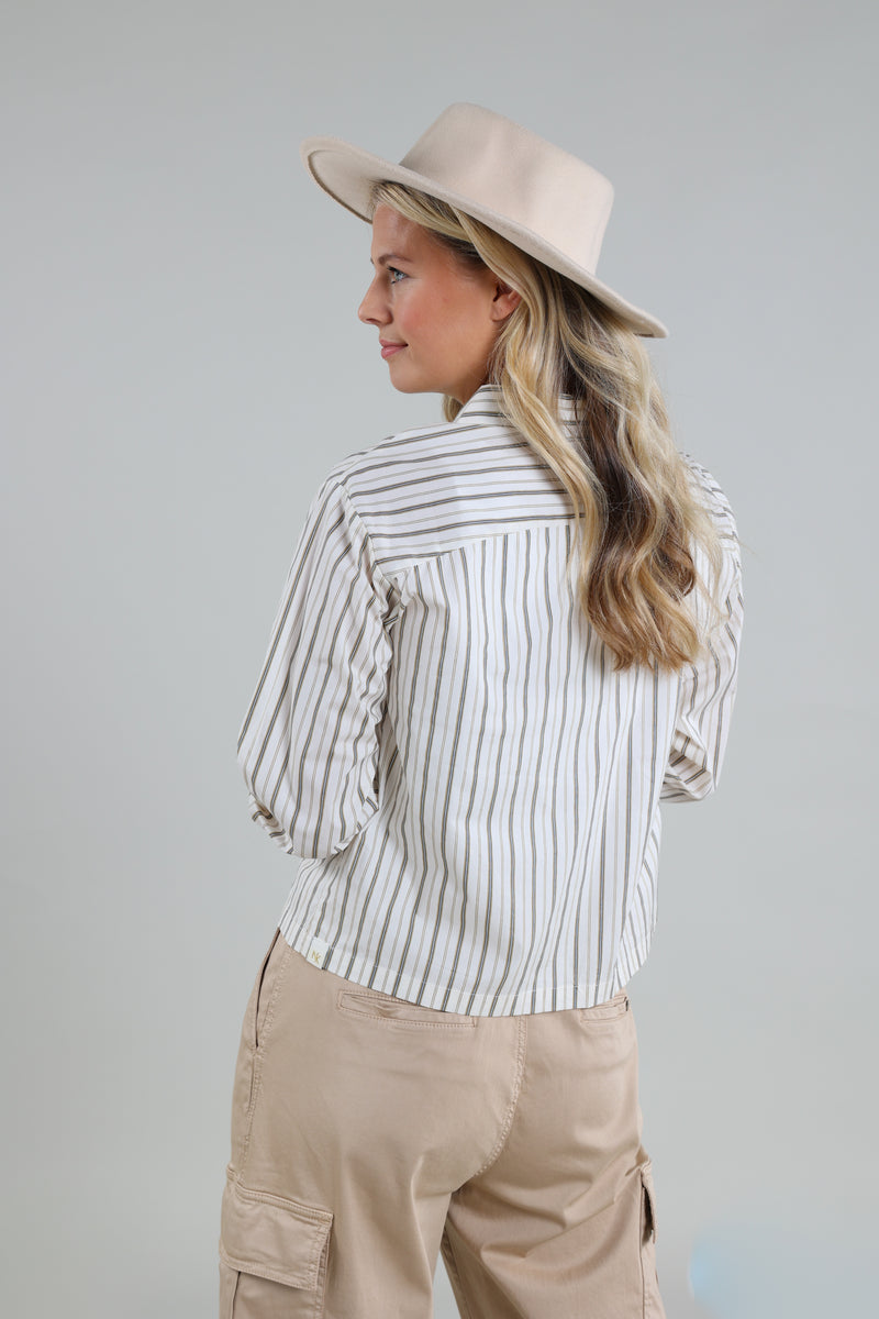 Molly Blouse Stripe Off White/Camel