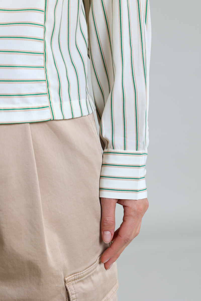 Molly Blouse Stripe Off White/Green
