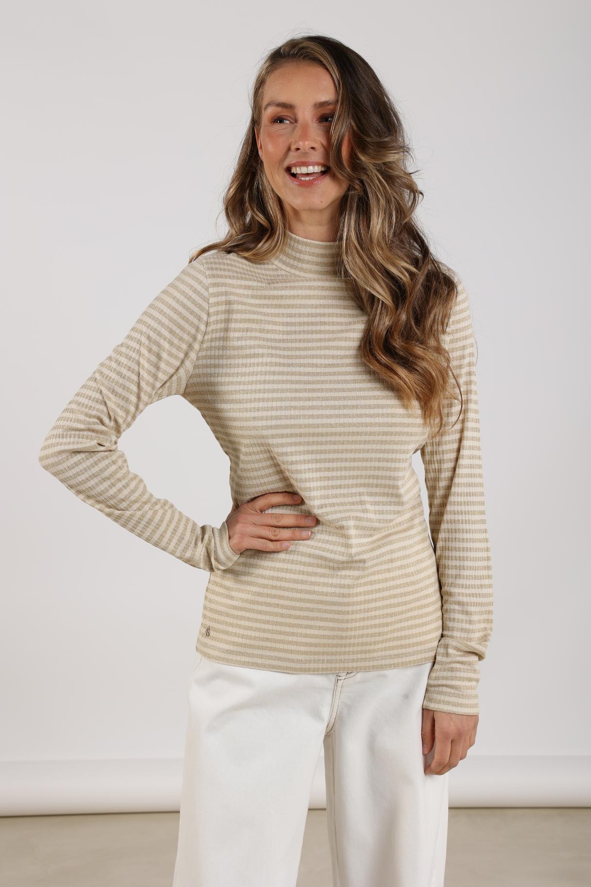 Ivana Top Stripe | Sand/ Gold