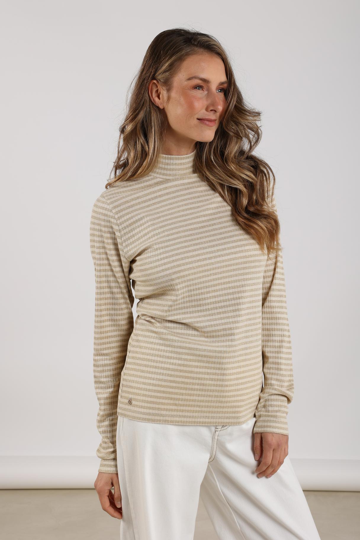 Ivana Top Stripe | Sand/ Gold