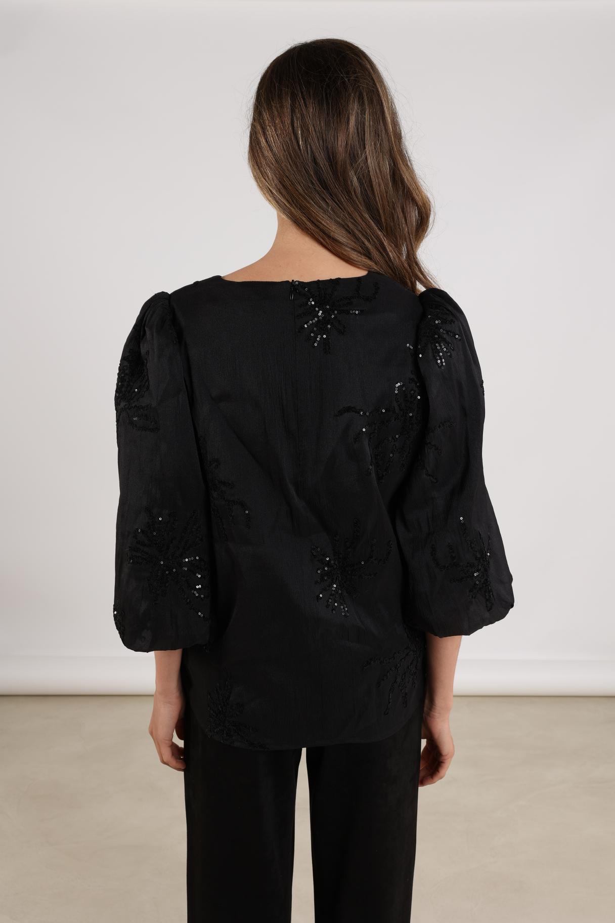 Delilah Blouse Embroidery | Black