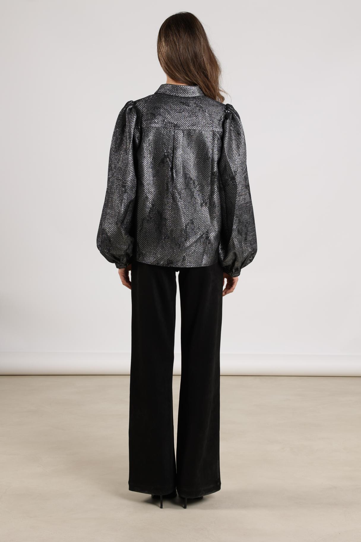 Lettie Blouse Metallic | Black/Silver