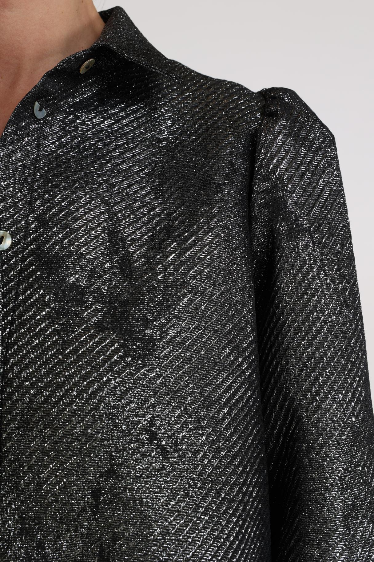 Lettie Blouse Metallic | Black/Silver