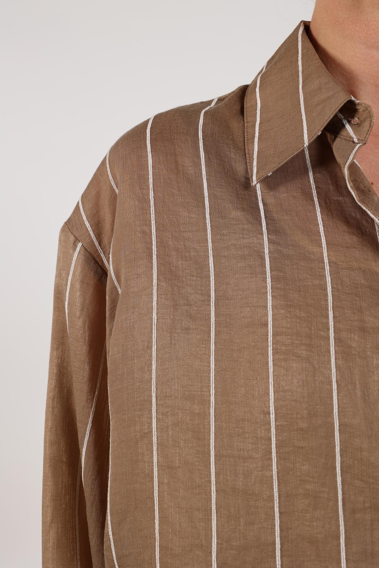 Iris Blouse Stripe | Fango/Offwhite