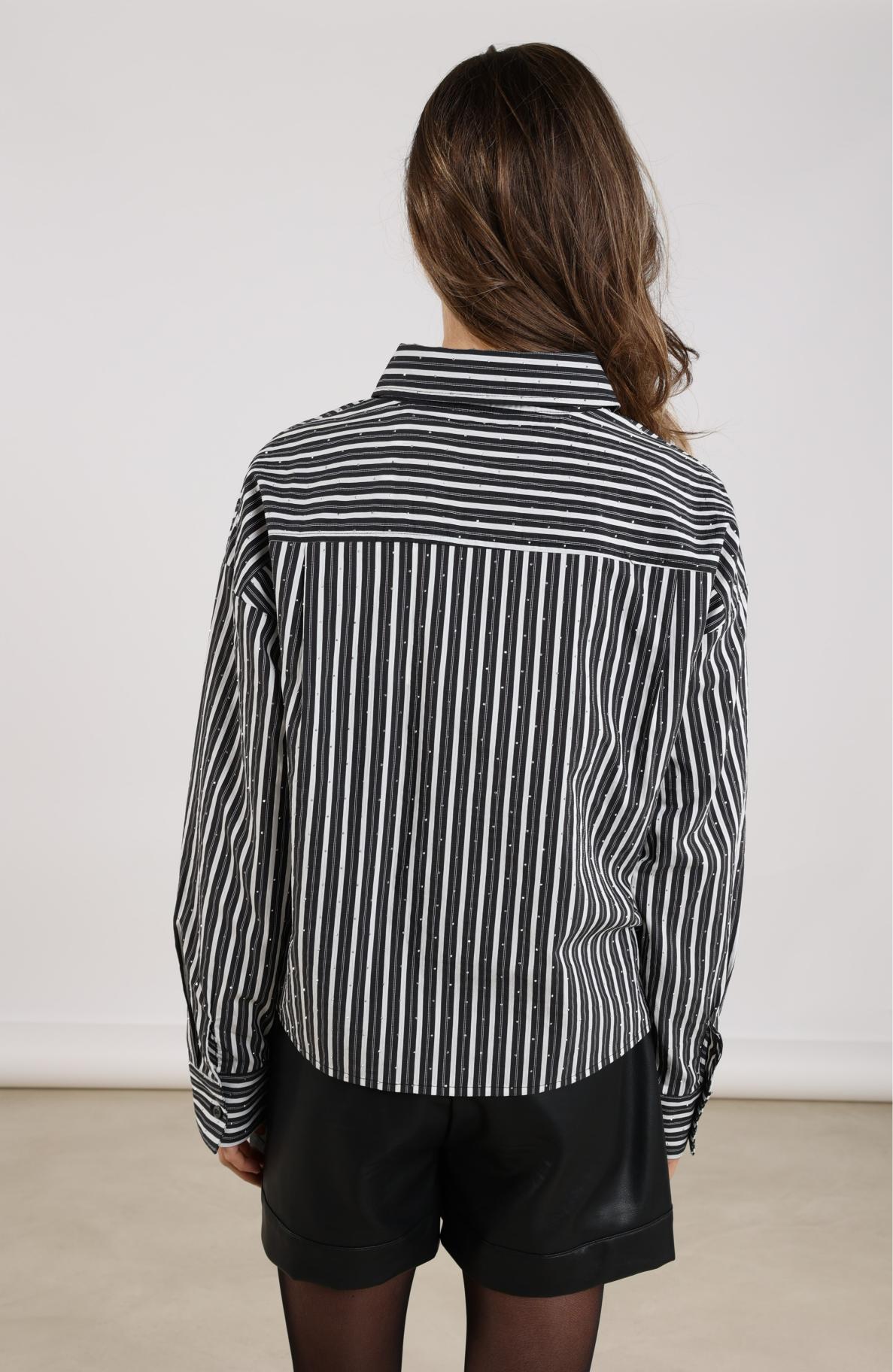 Tessa Blouse Strass | Offwhite/Black