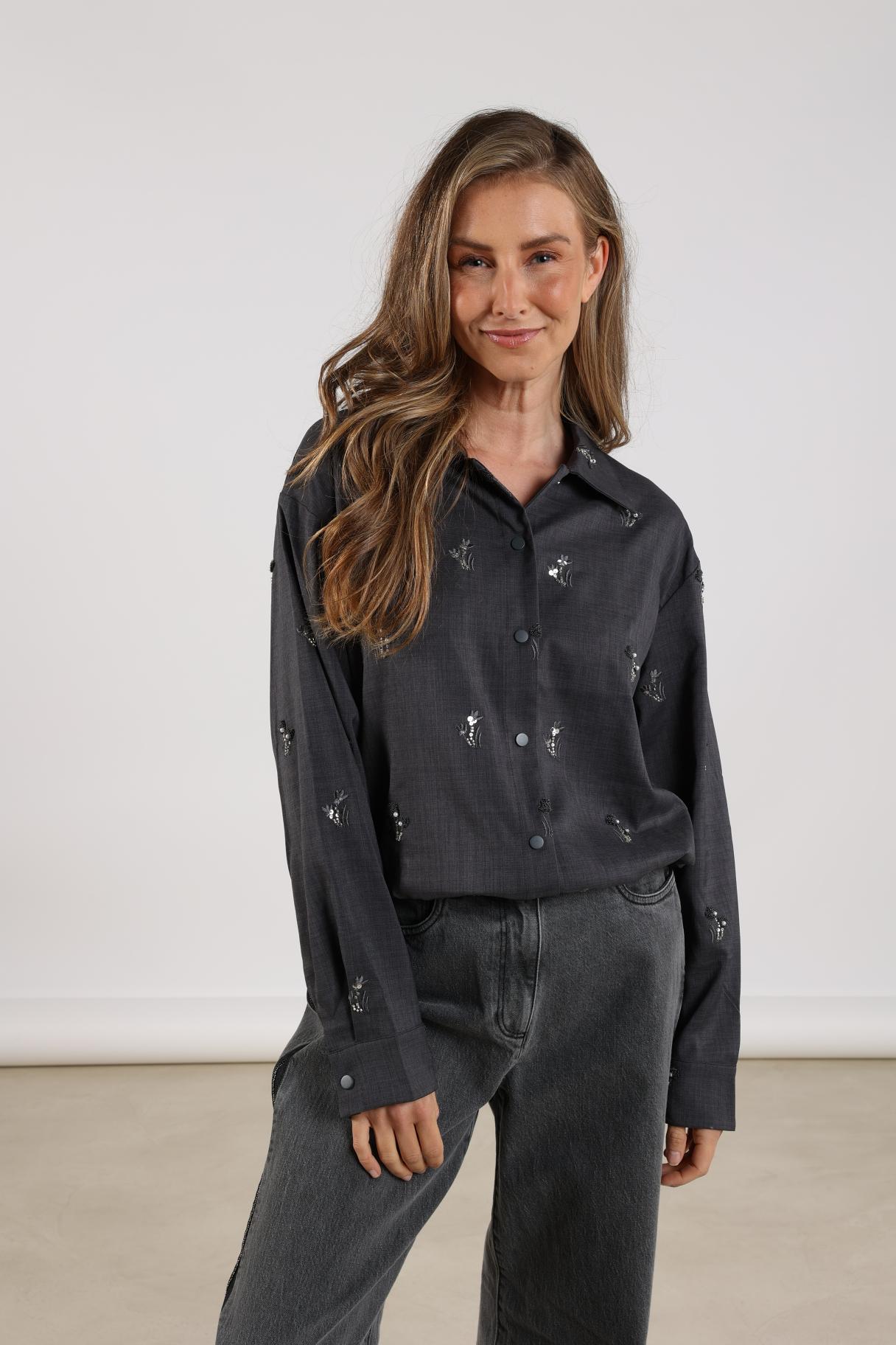 Newport Blouse Embroidery | Antracite