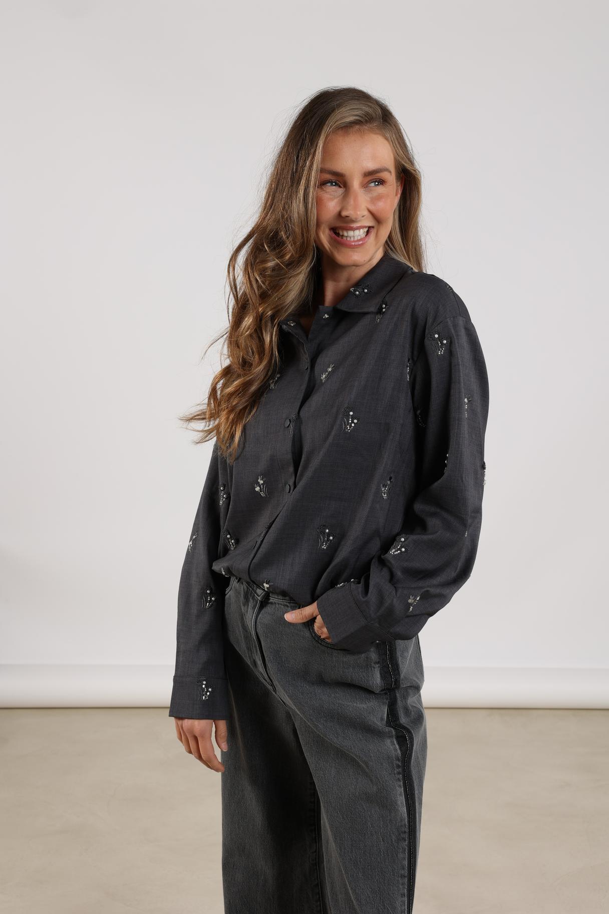 Newport Blouse Embroidery | Antracite