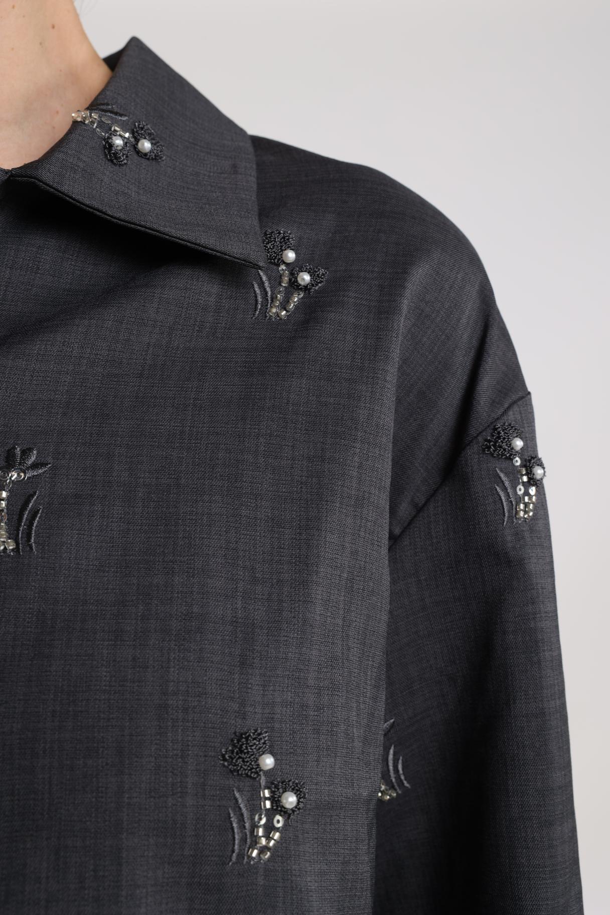 Newport Blouse Embroidery | Antracite