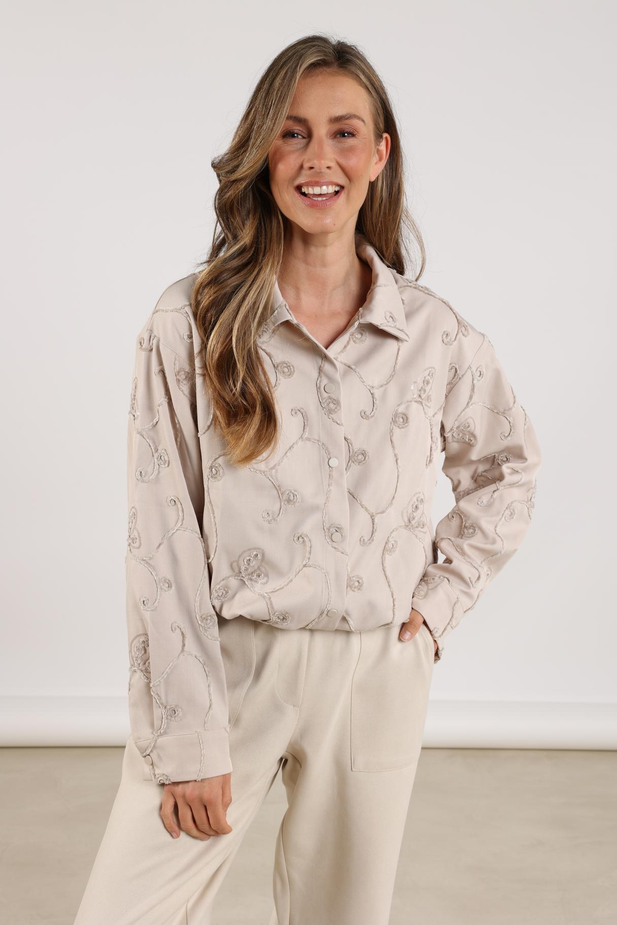 Newport Blouse Embroidery | Sand