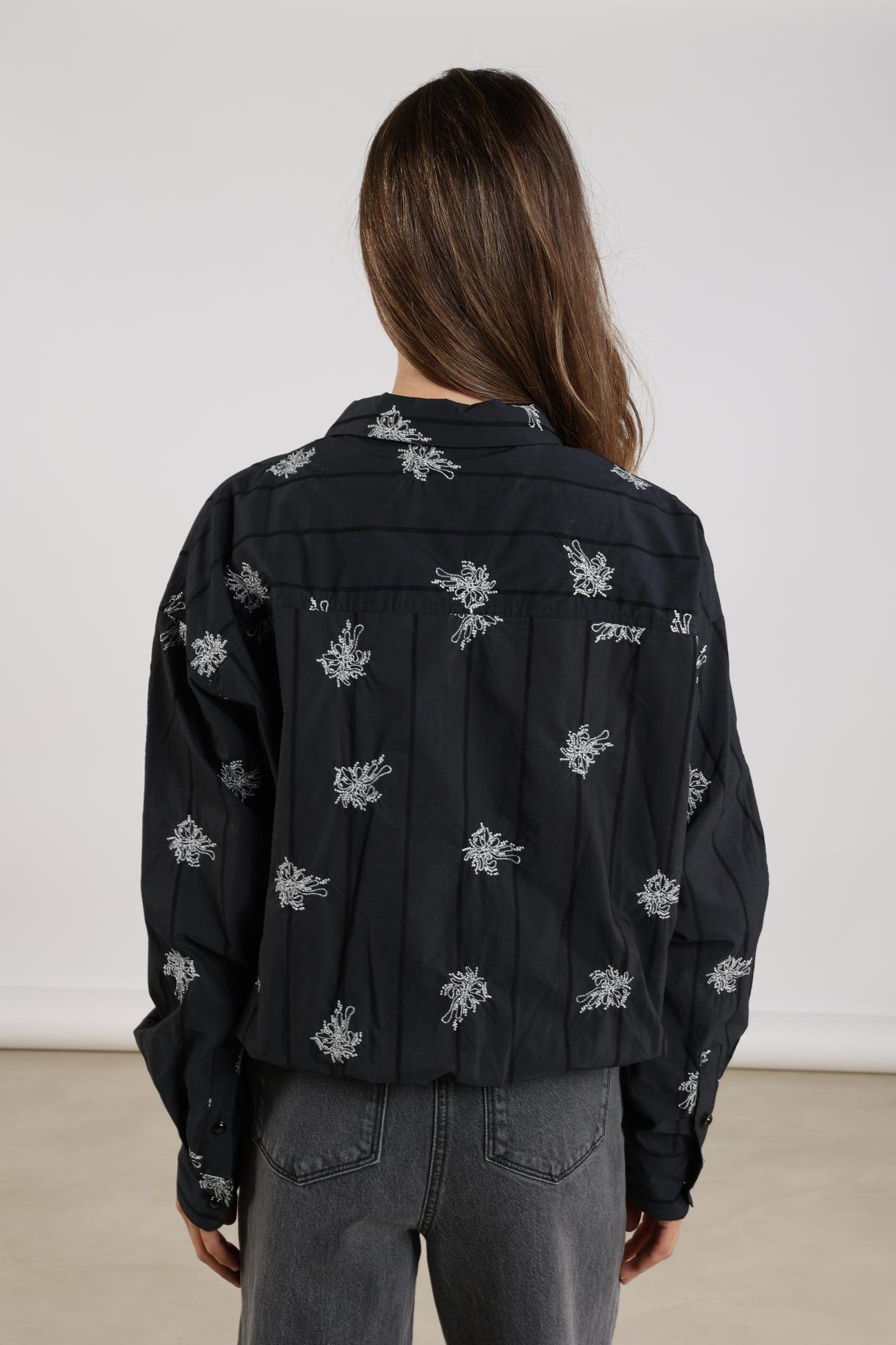 Lara Blouse Embroidery | Black