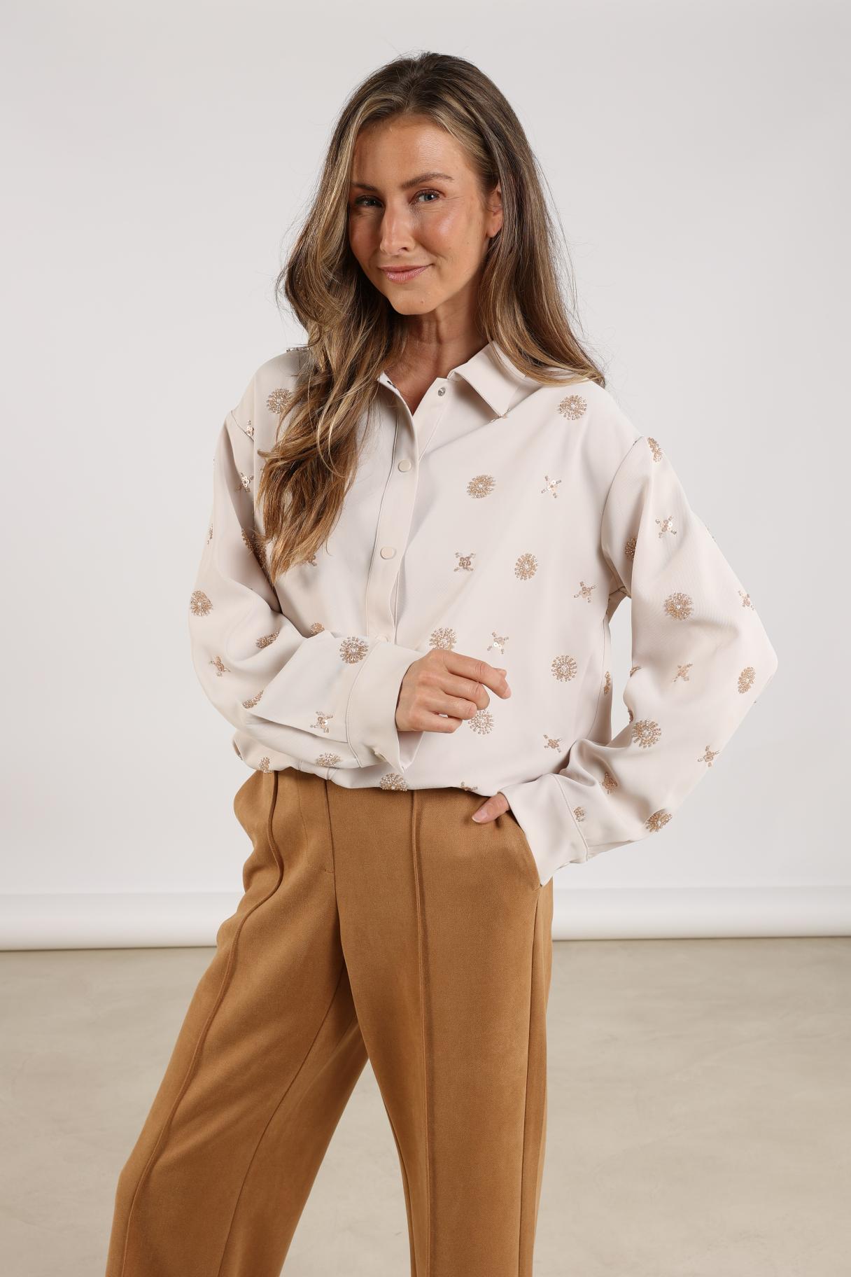 Newport Blouse Embroidery | Offwhite/Gold