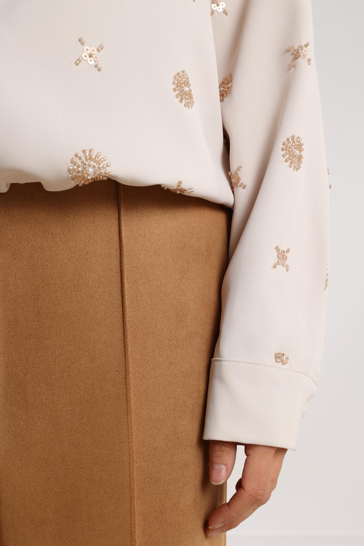 Newport Blouse Embroidery | Offwhite/Gold