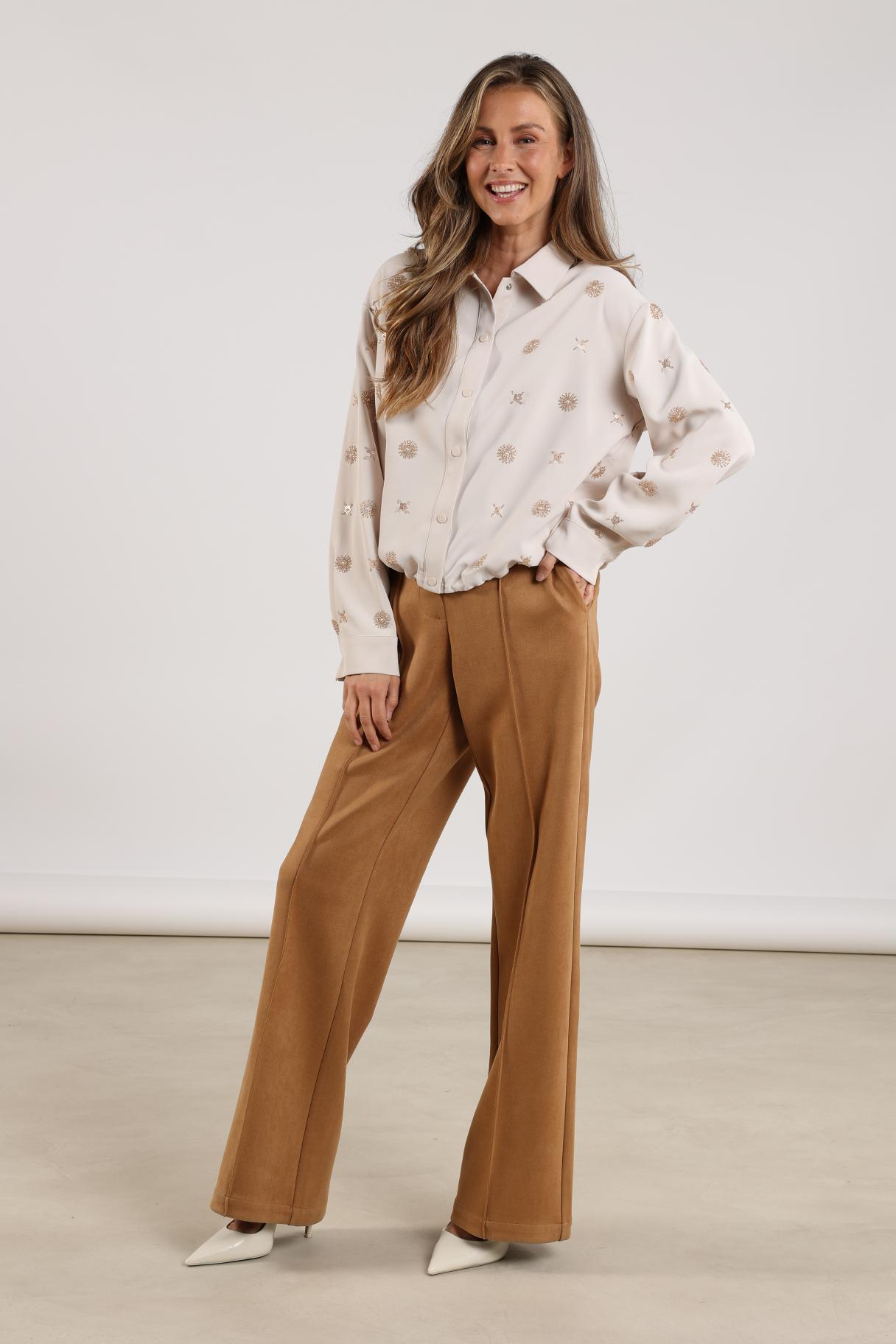 Newport Blouse Embroidery | Offwhite/Gold
