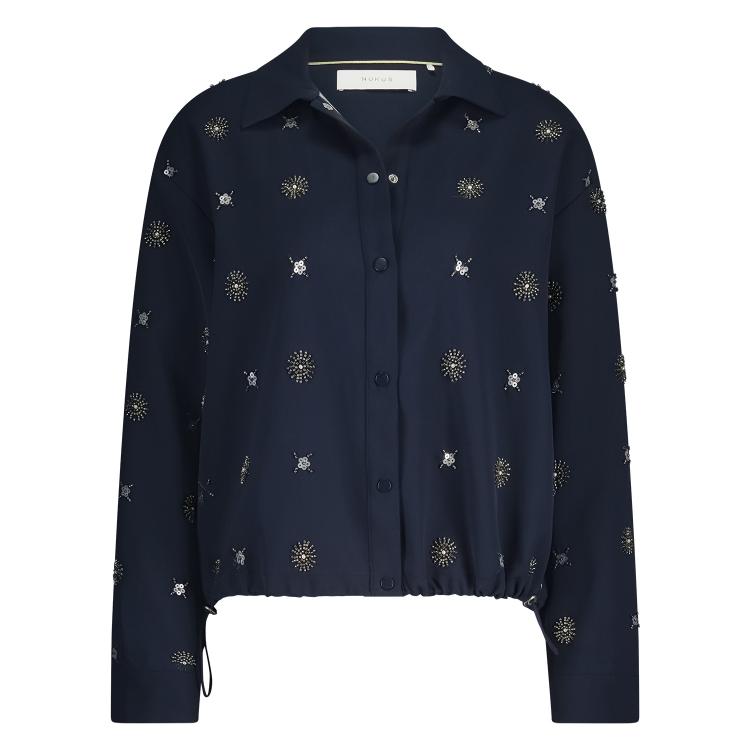 Newport Blouse Embroidery | Navy/Silver