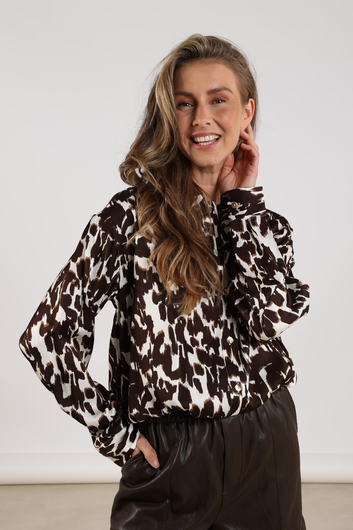 Newport Blouse | Offwhite/Dark Chocolate