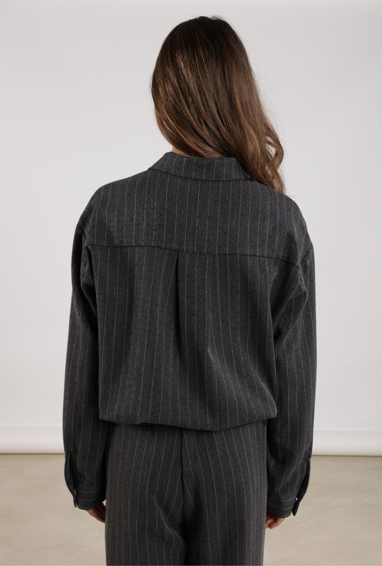 Newport Blouse Stripe Strass | Antracite