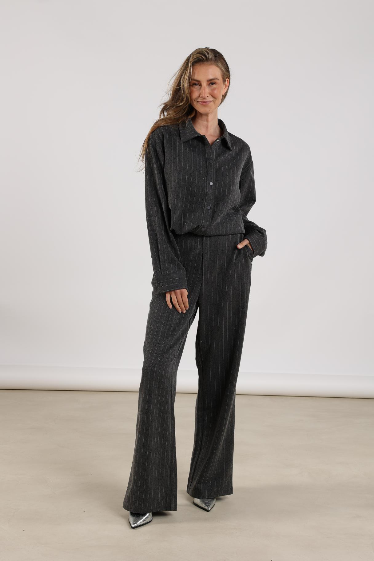 Newport Blouse Stripe Strass | Antracite