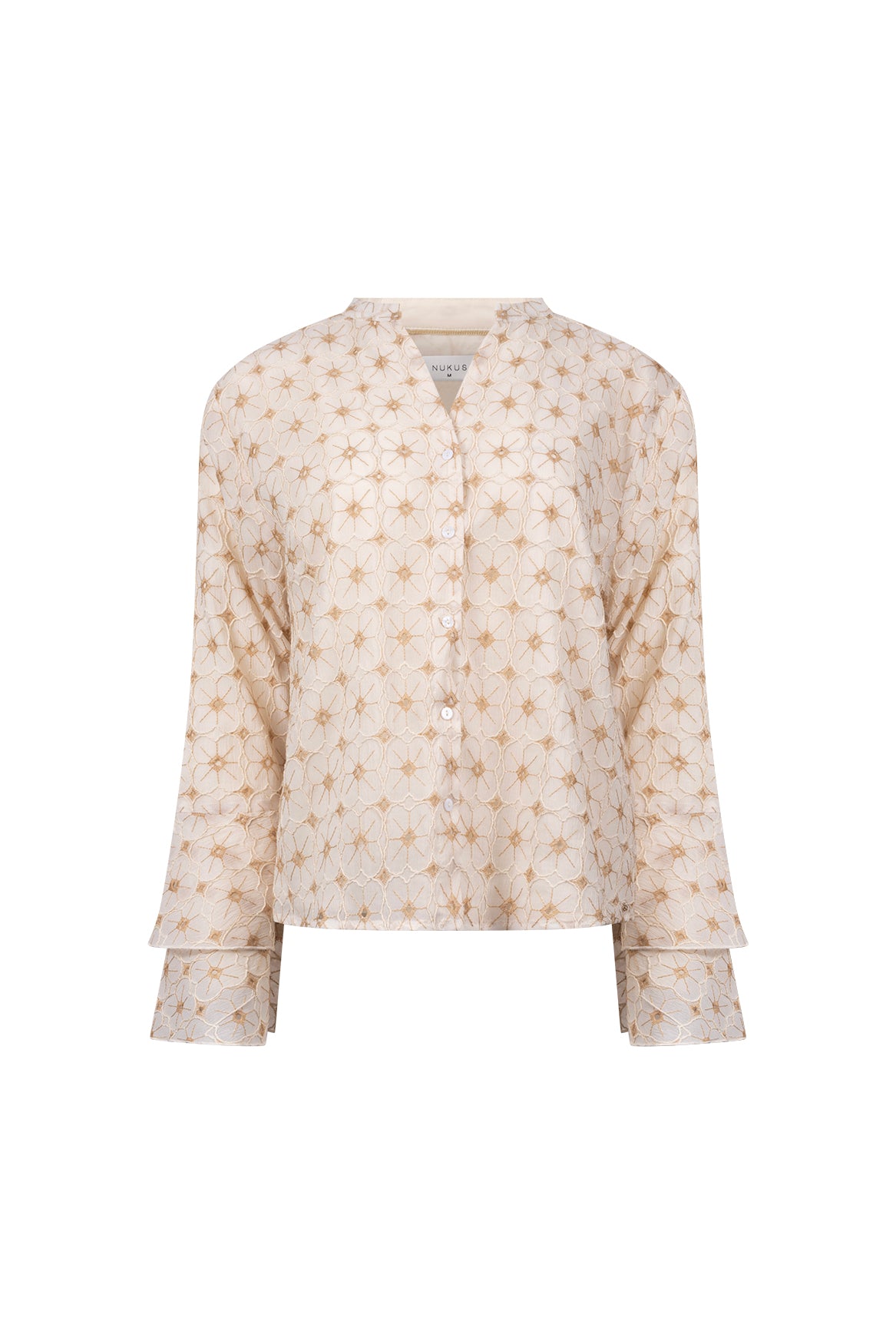April Blouse Flower | Offwhite/Toffee