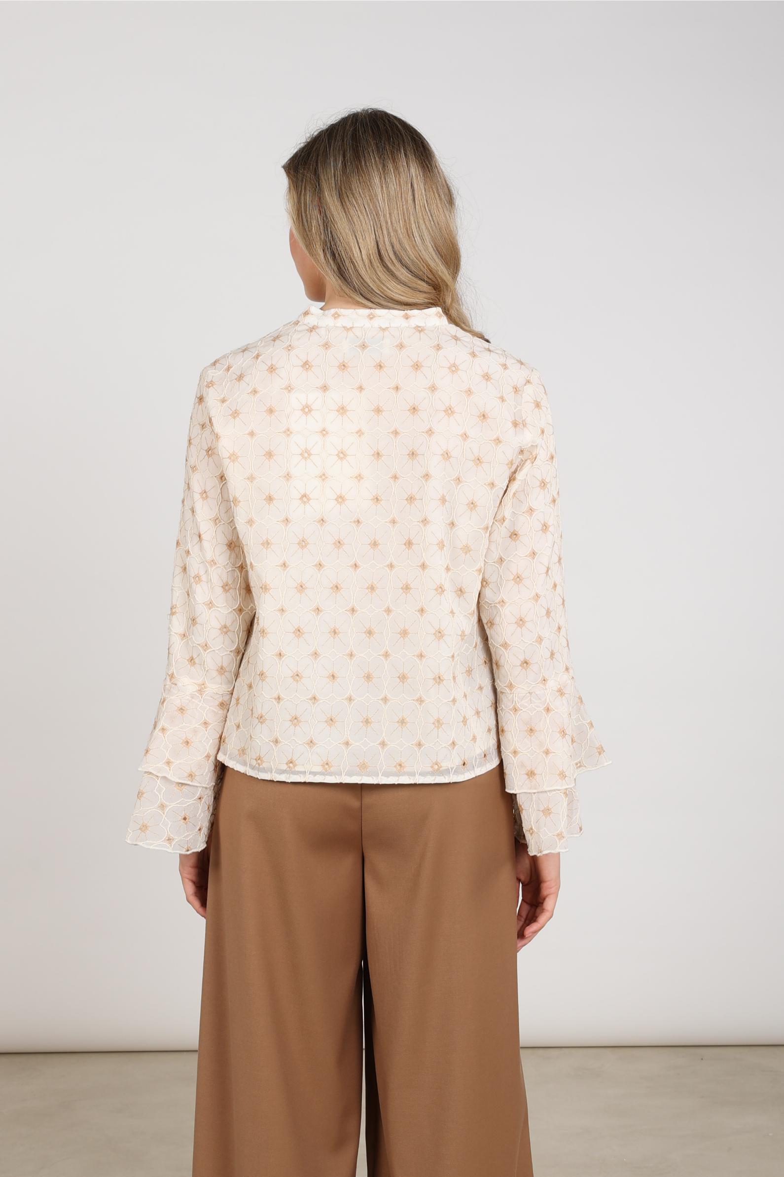 April Blouse Flower | Offwhite/Toffee