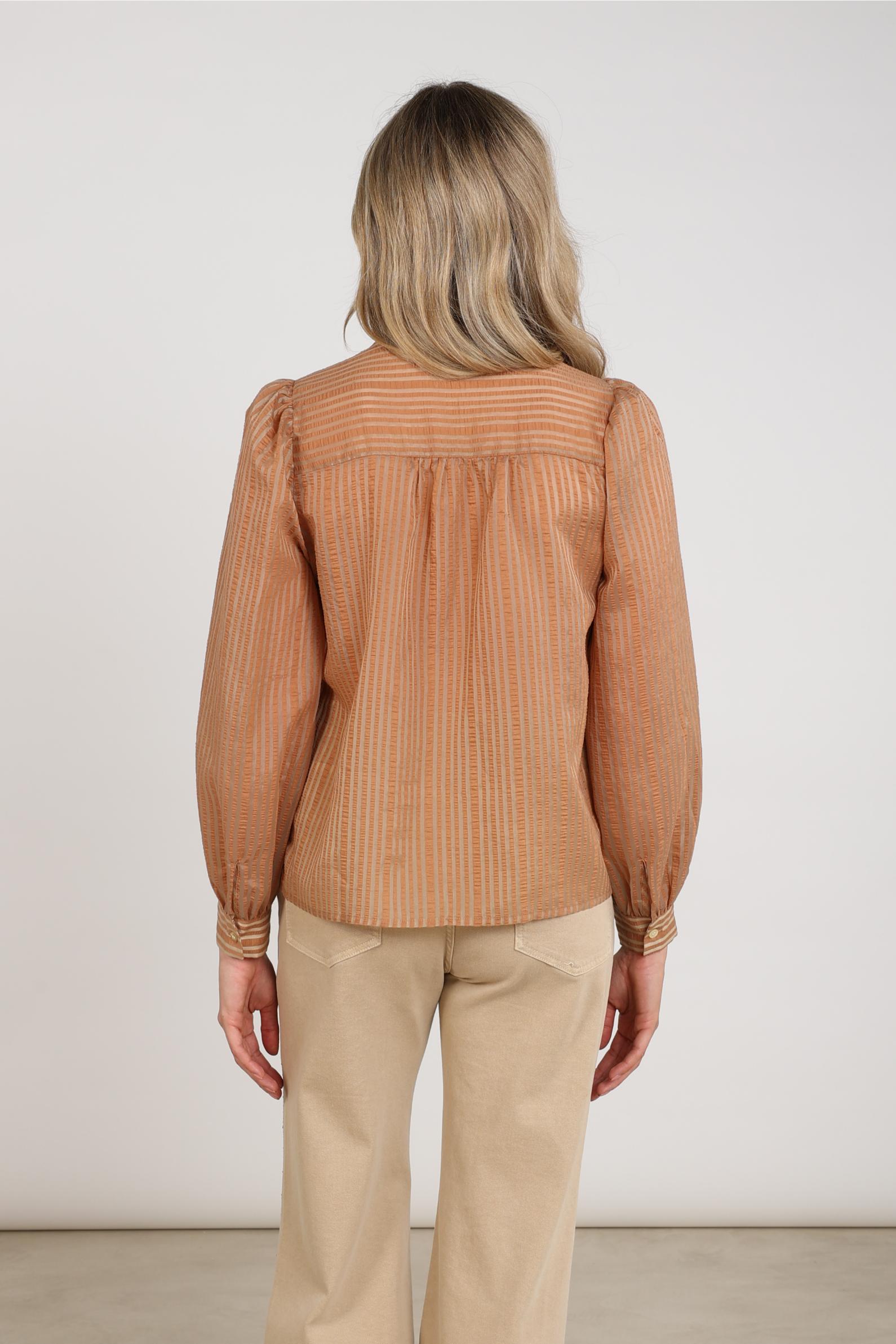 Alberta Blouse Bow Stripe | Toffee