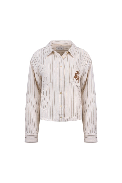 Ariana Blouse Stripe | Offwhite/Taupe