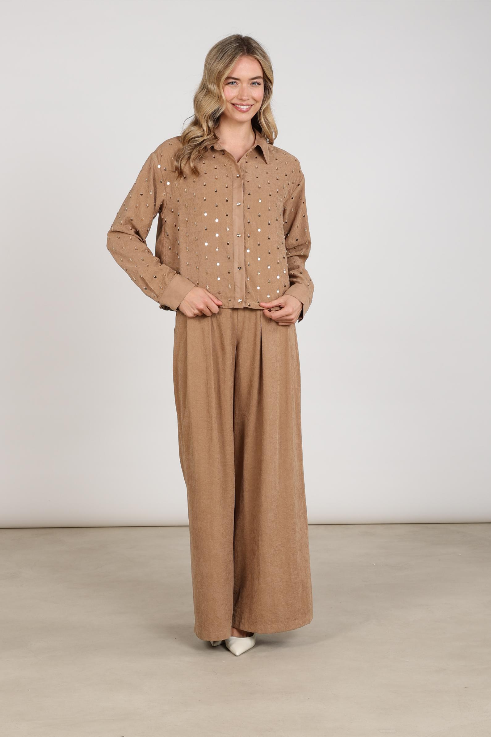 Ally Blouse Paillet Beads | Toffee