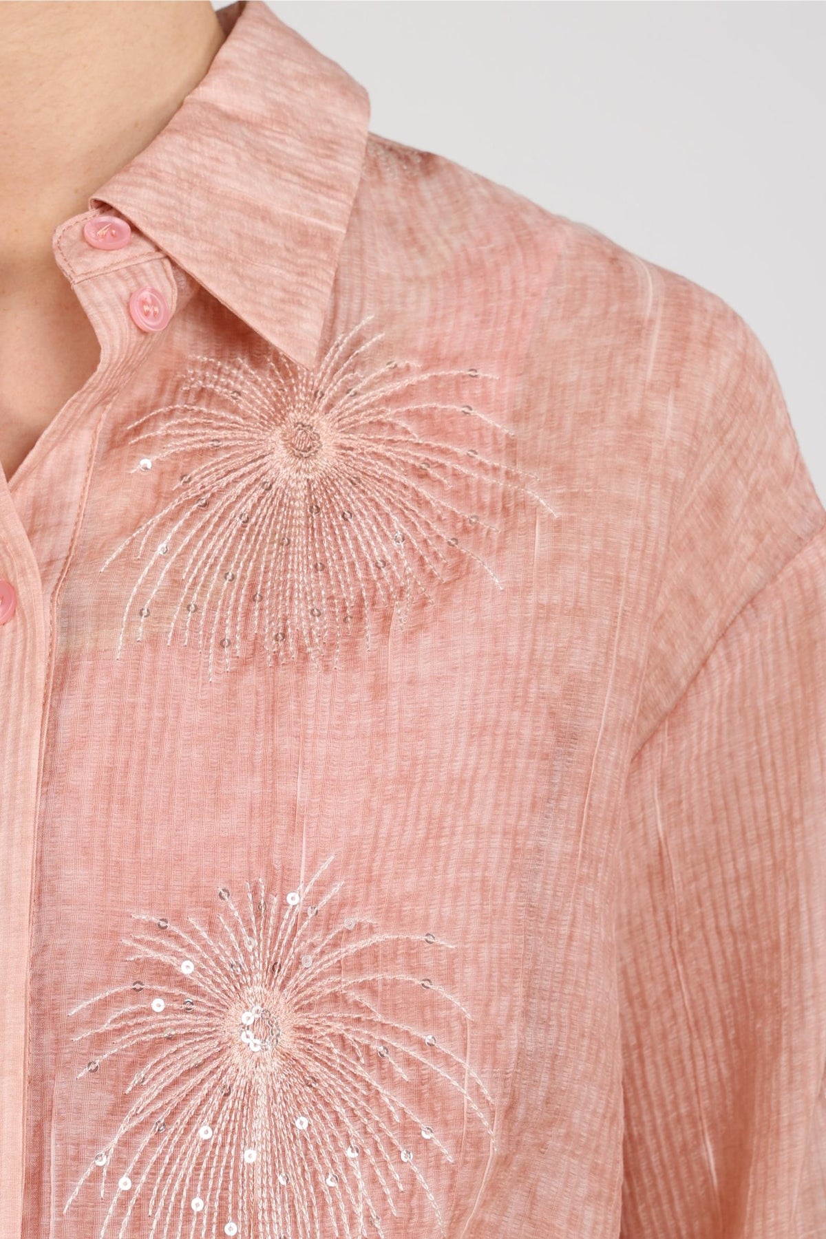 Ally Bluse Stickerei | Rosé