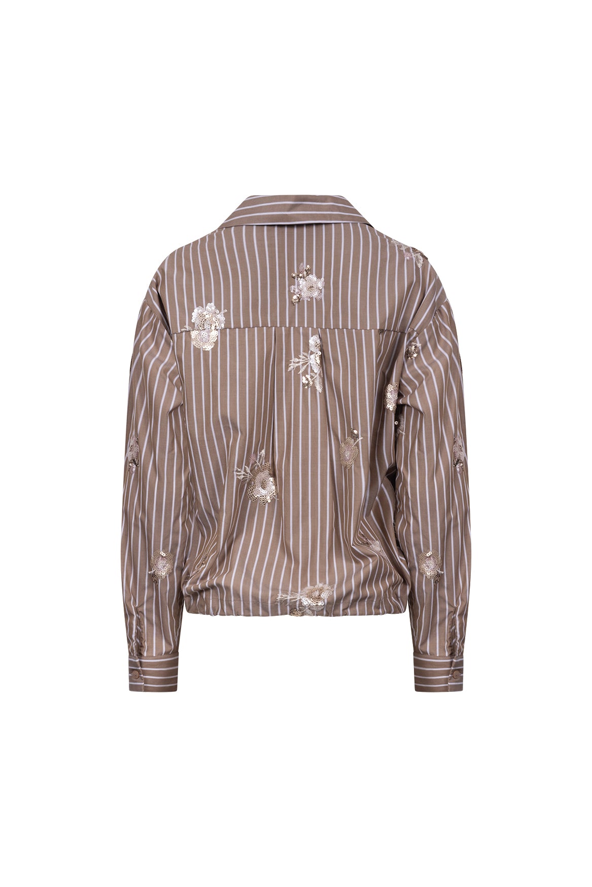 Newport Blouse Stripe Flower | Taupe/Offwhite